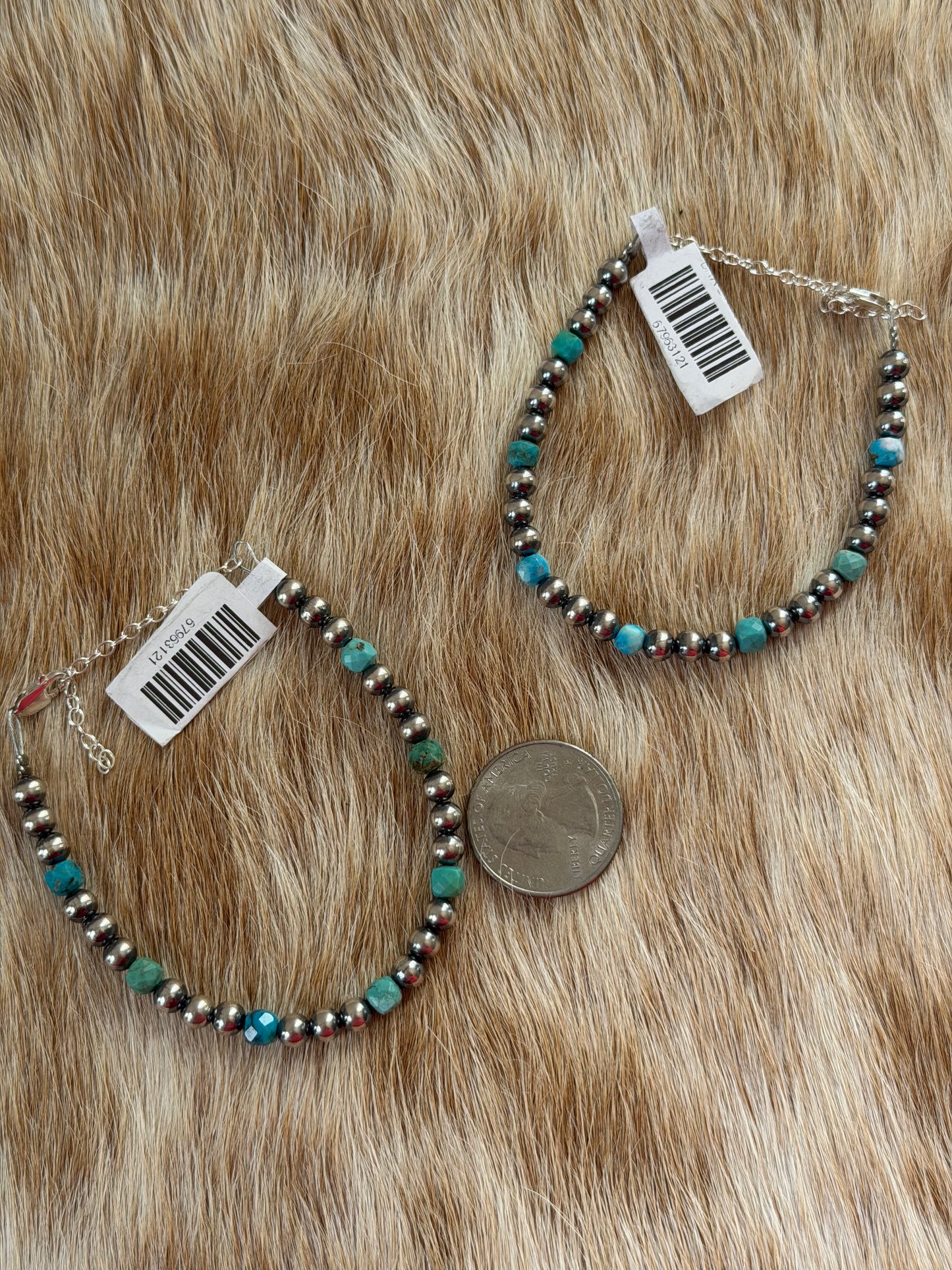 7" 5mm Faceted Turquoise Bracelet