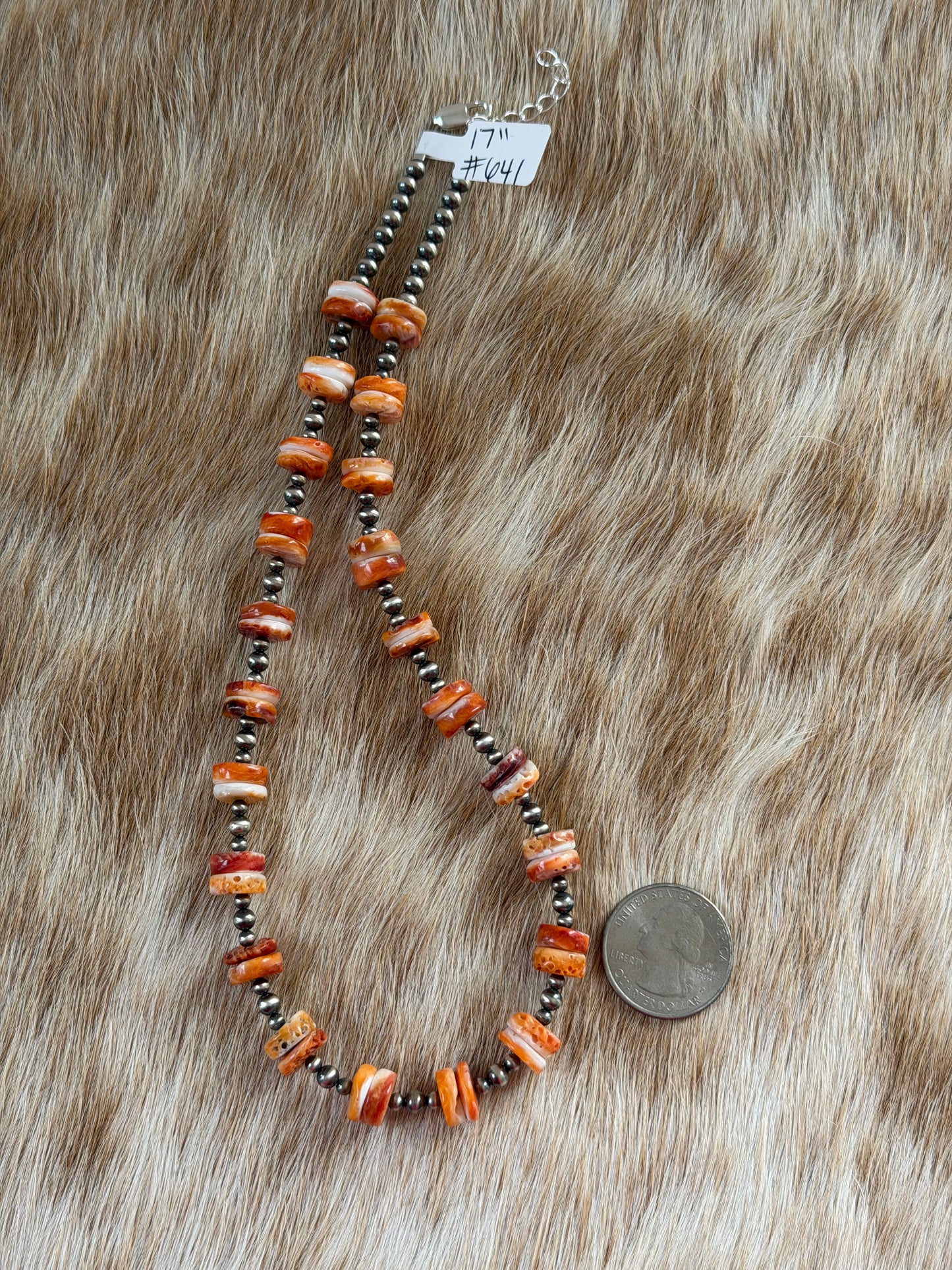 17” Orange Spiny Oyster Shell Necklace