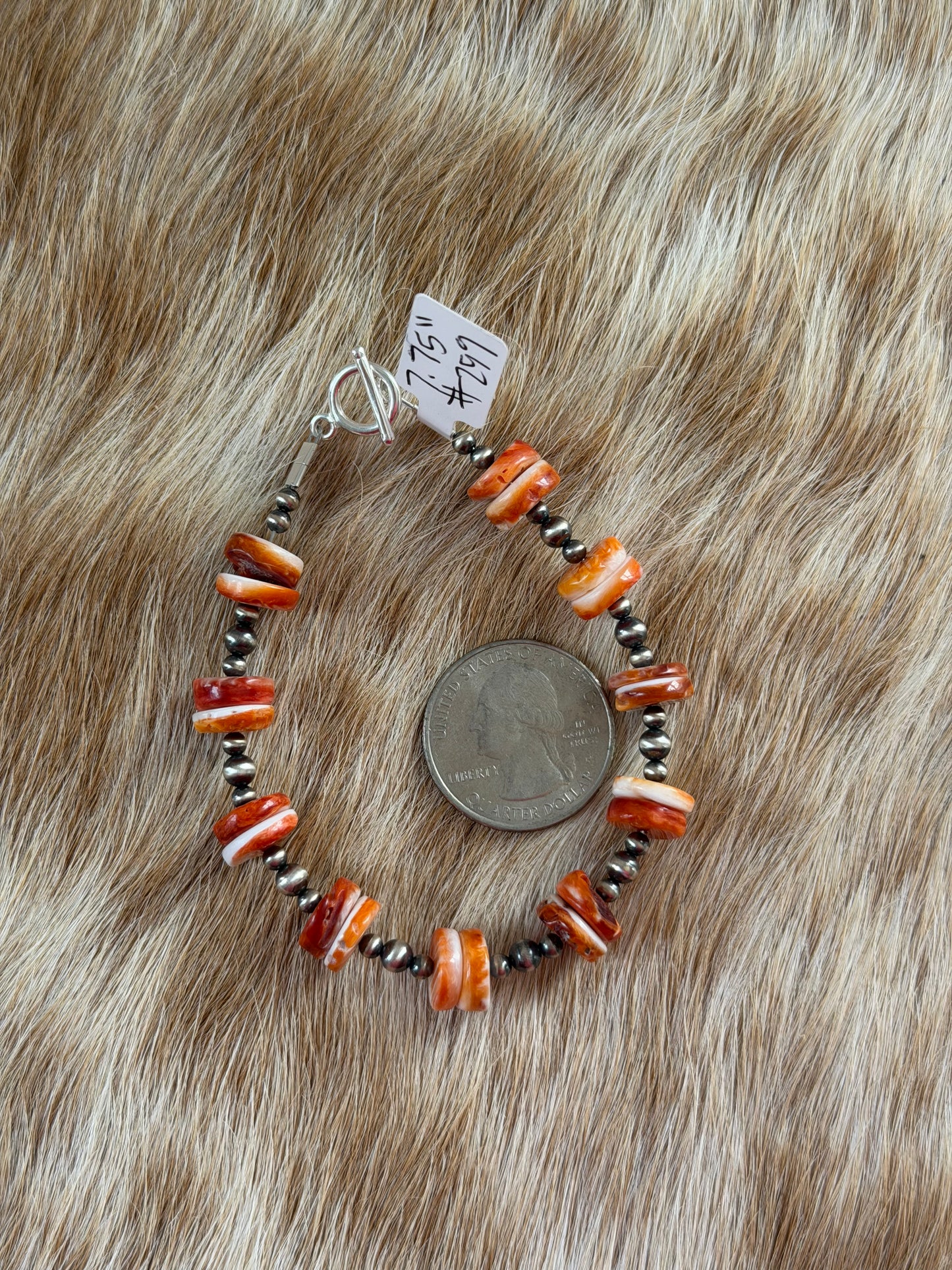 7.75” Orange Spiny Oyster Shell Bracelet