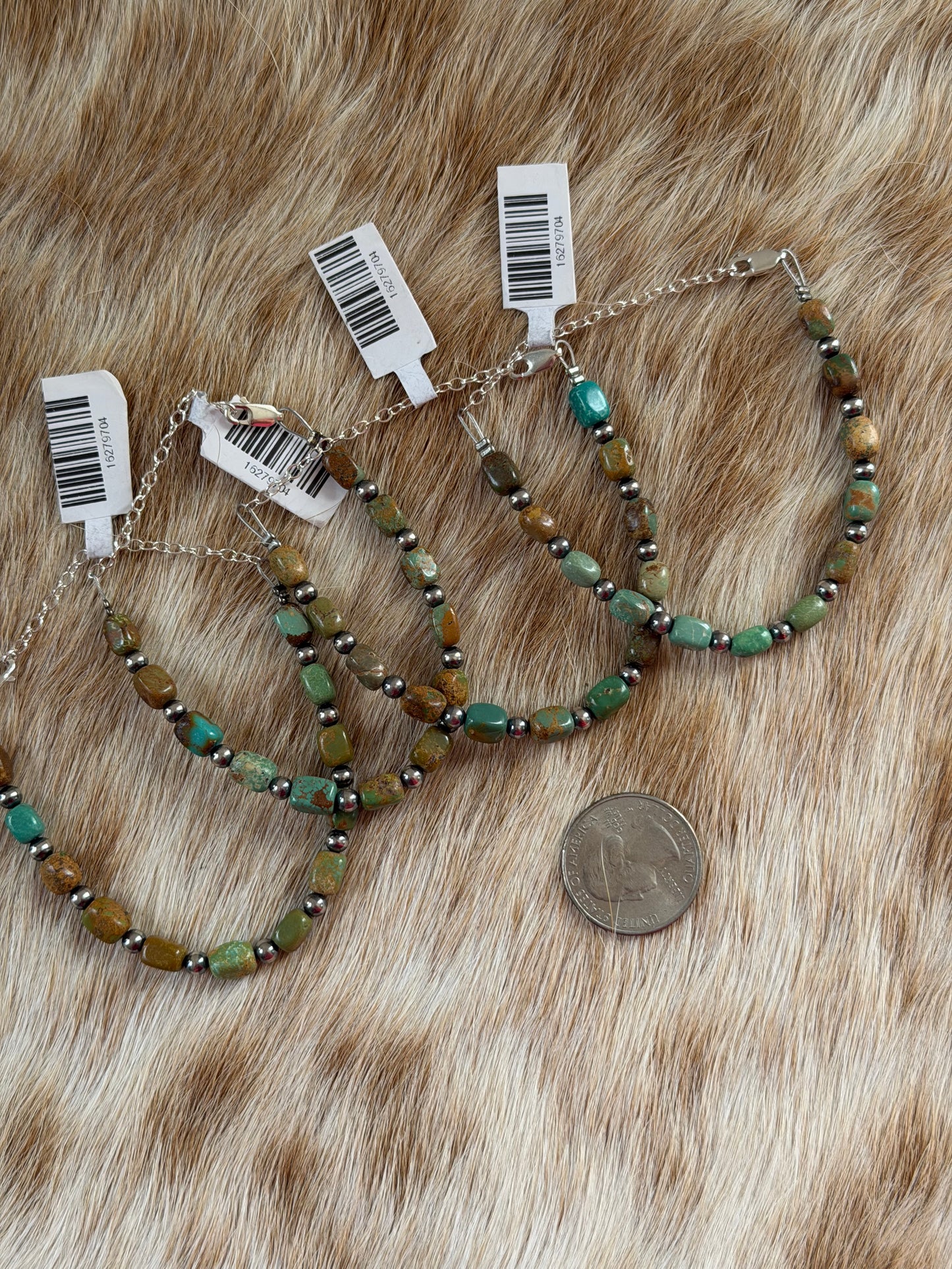6.25" Green Turquoise Bracelet