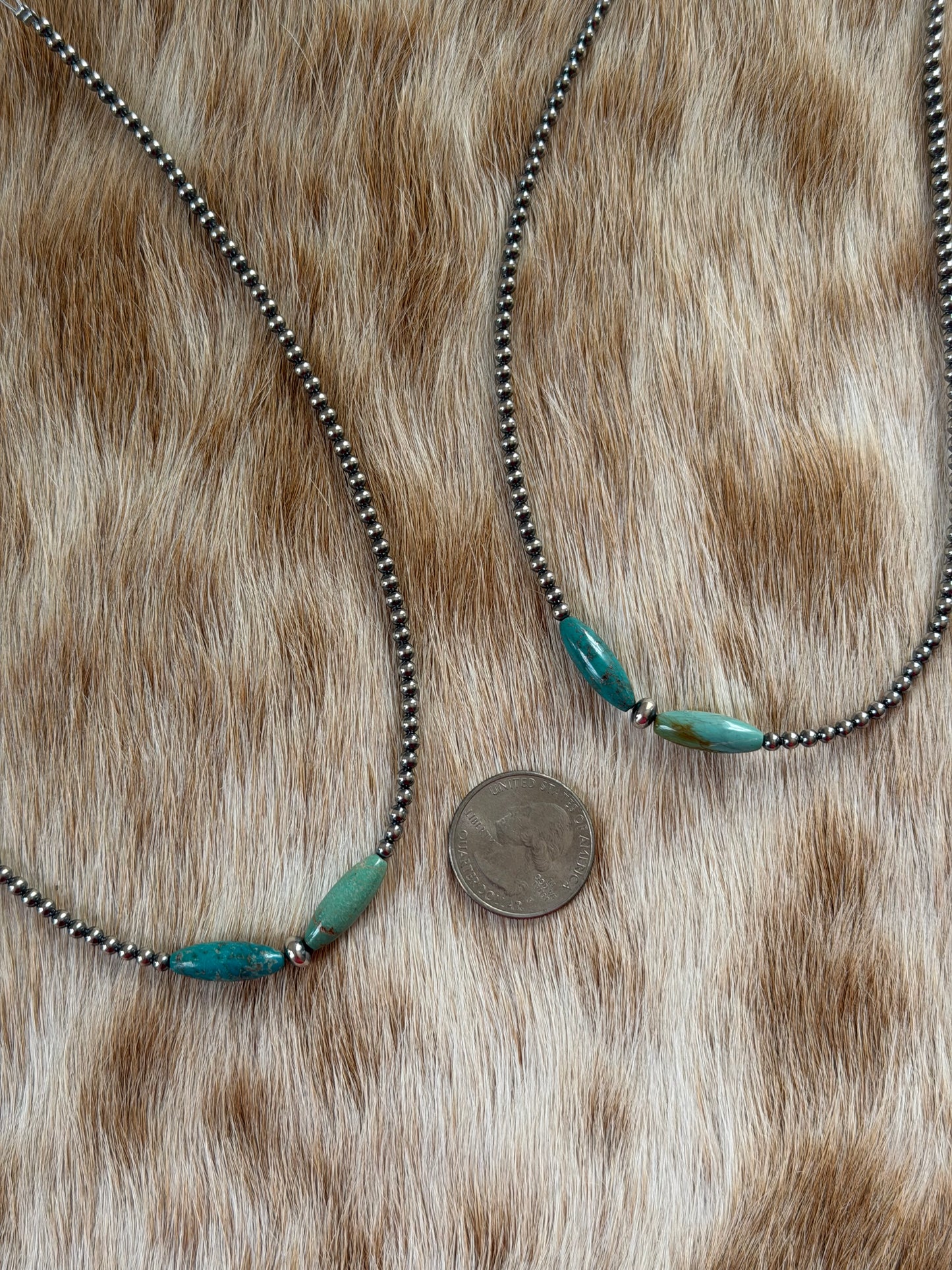 15" 3mm Turquoise Torpedo Necklace
