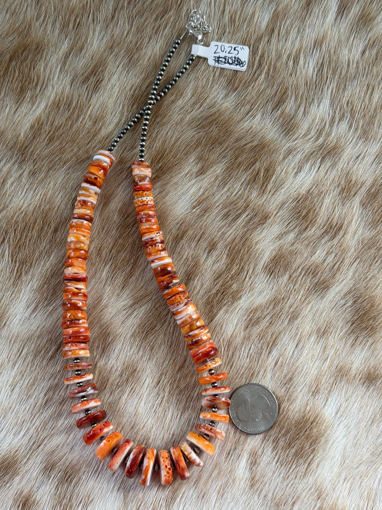 20.25” Orange Spiny Oyster Shell Statement Necklace