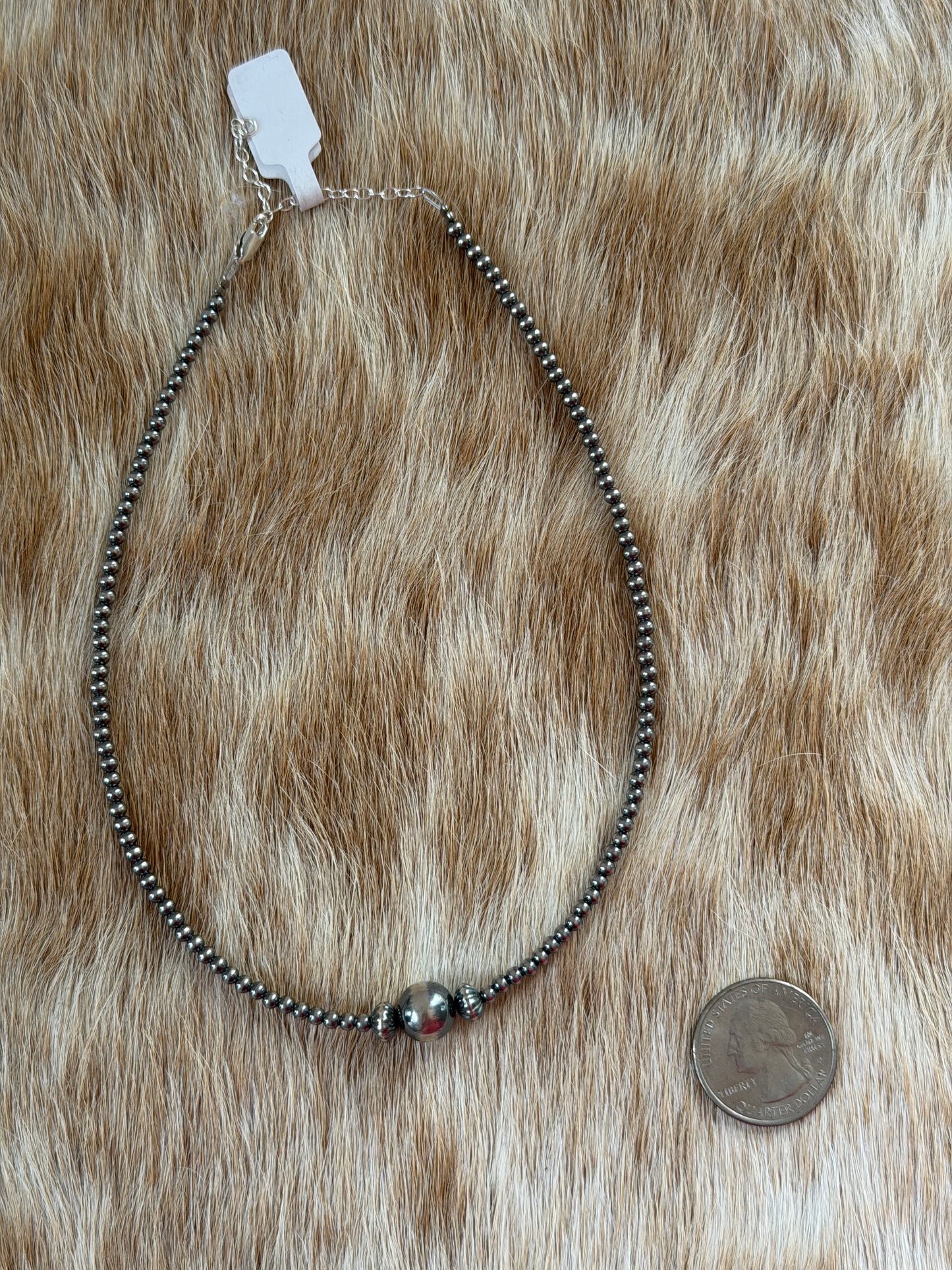 14" 3mm/10mm Sterling Pearl Necklace