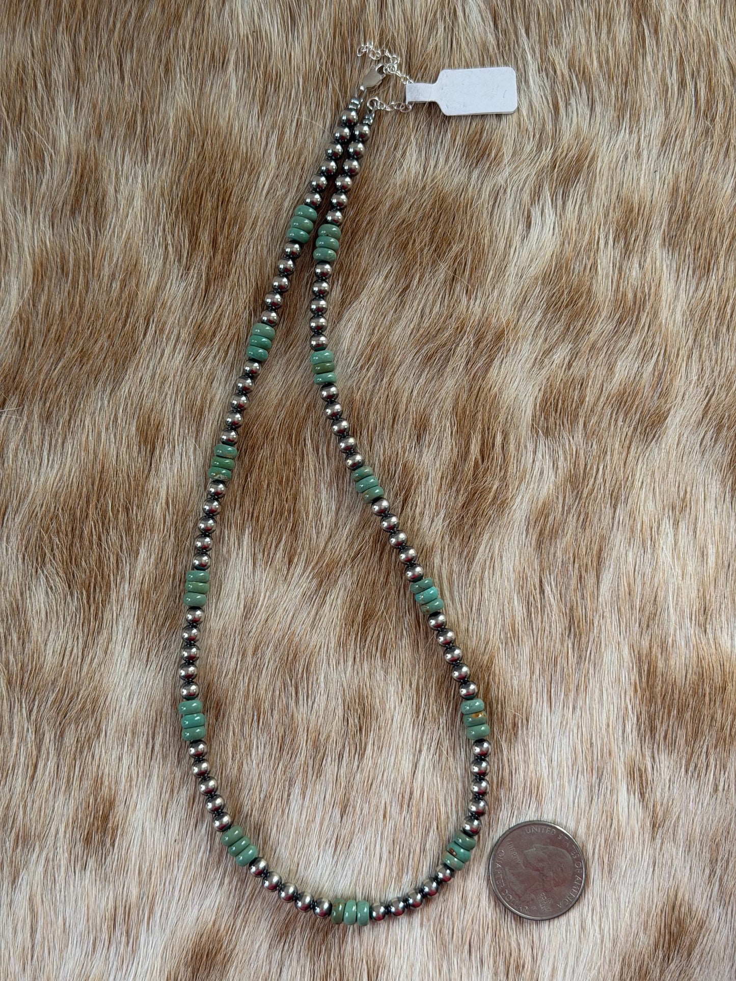 19" 5mm Green Turquoise Necklace