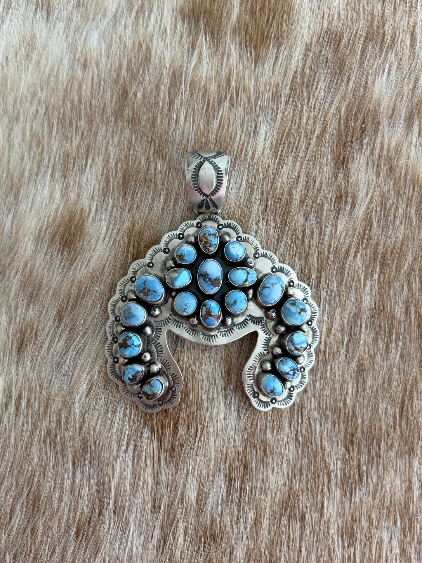 Golden Hills Turquoise Cluster Naja Pendant