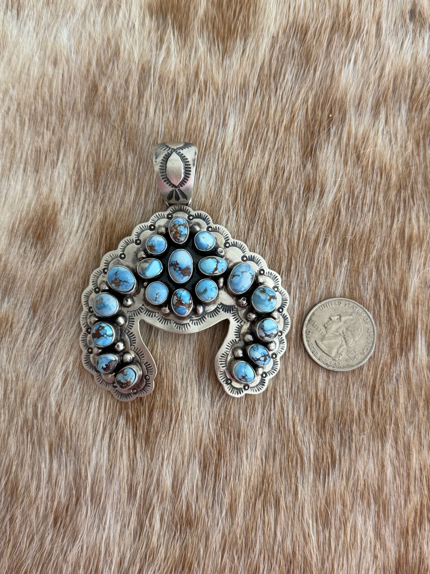Golden Hills Turquoise Cluster Naja Pendant