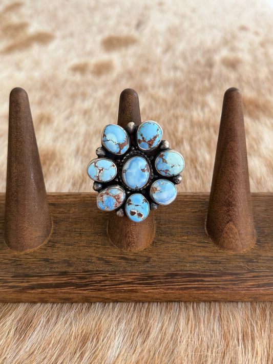 Adjustable Golden Hills Turquoise Cluster Ring