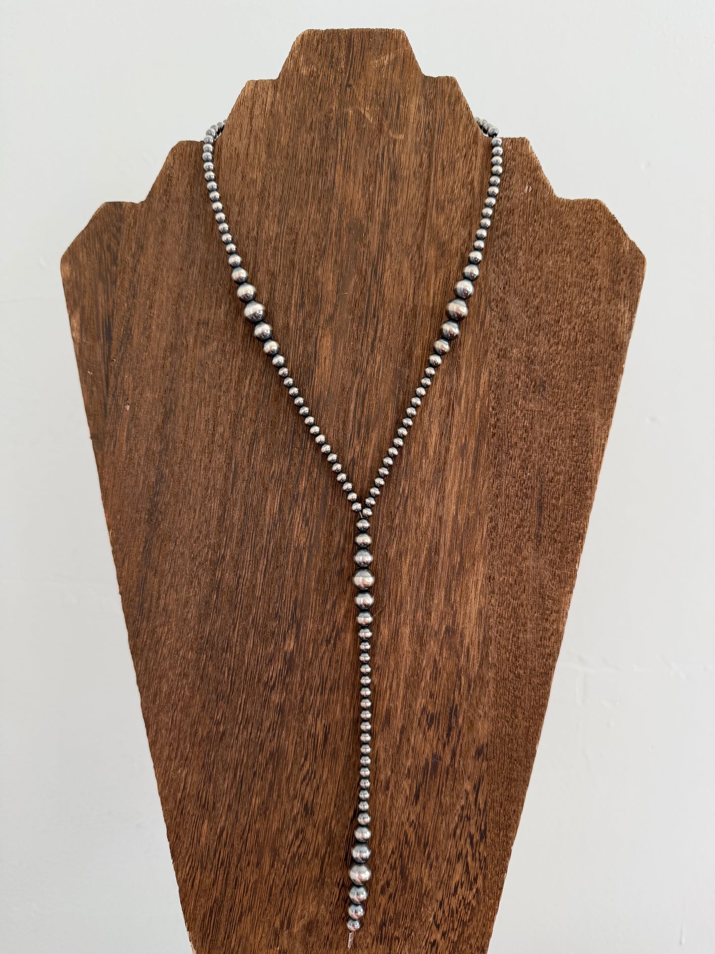 4-8mm Graduated Lariat Necklace with 5.5" Tail