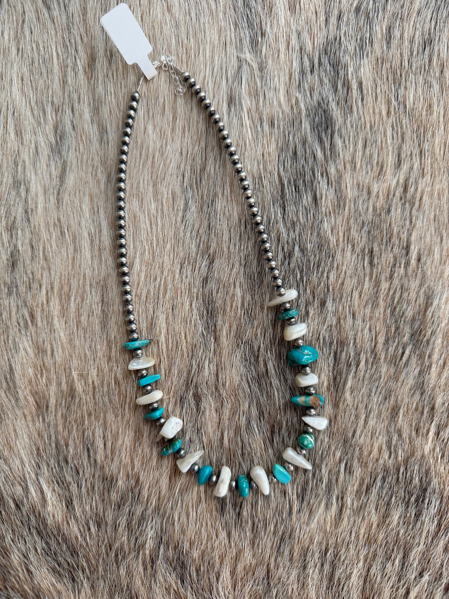 16" Kingman Turquoise and Freshwater Pearl Necklace