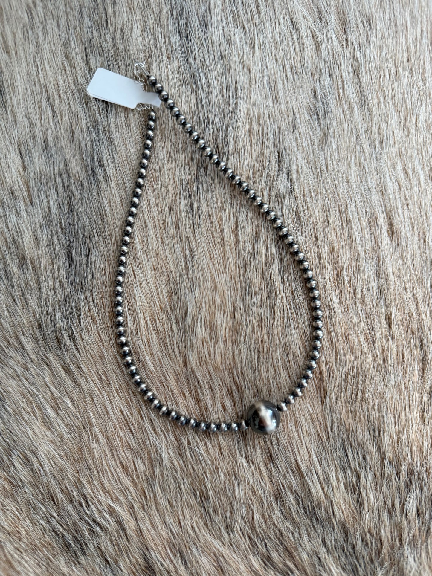 13.75" 4/12mm Sterling Pearl Necklace