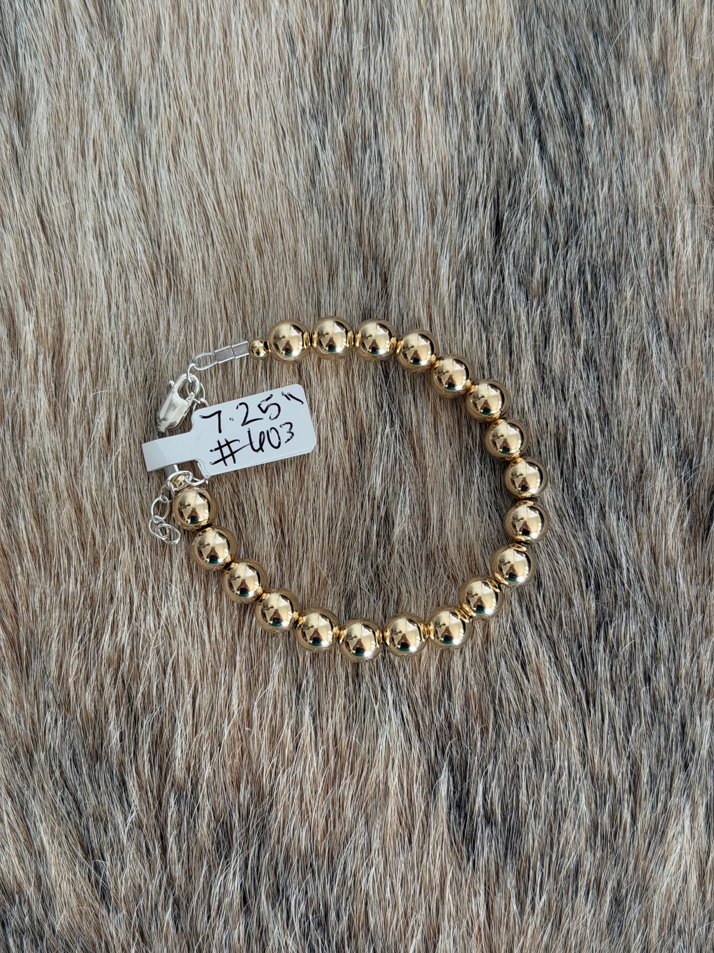 7.25" 8mm Gold Filled Bead Bracelet
