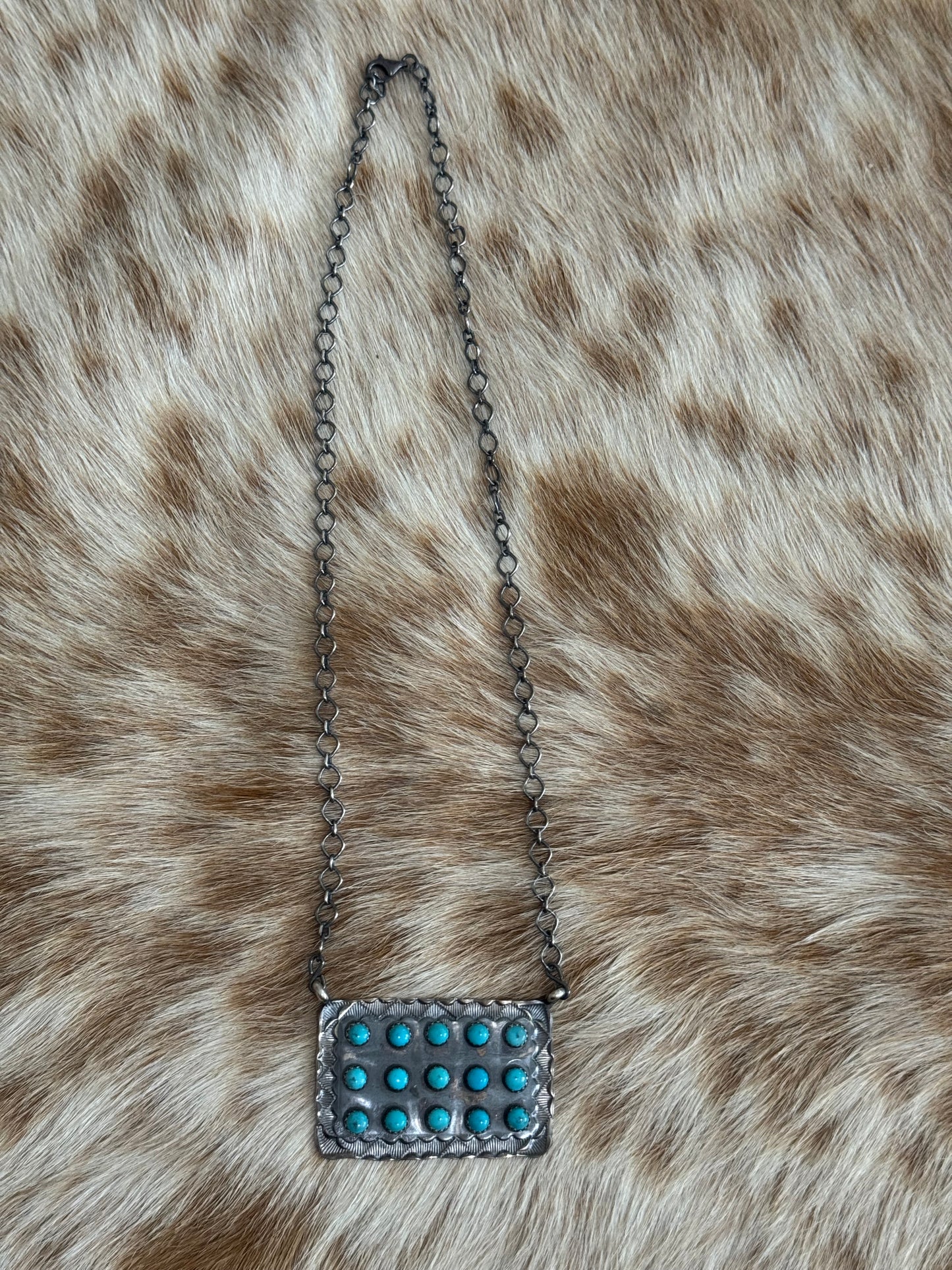 Kingman Turquoise Cluster Bar Necklace