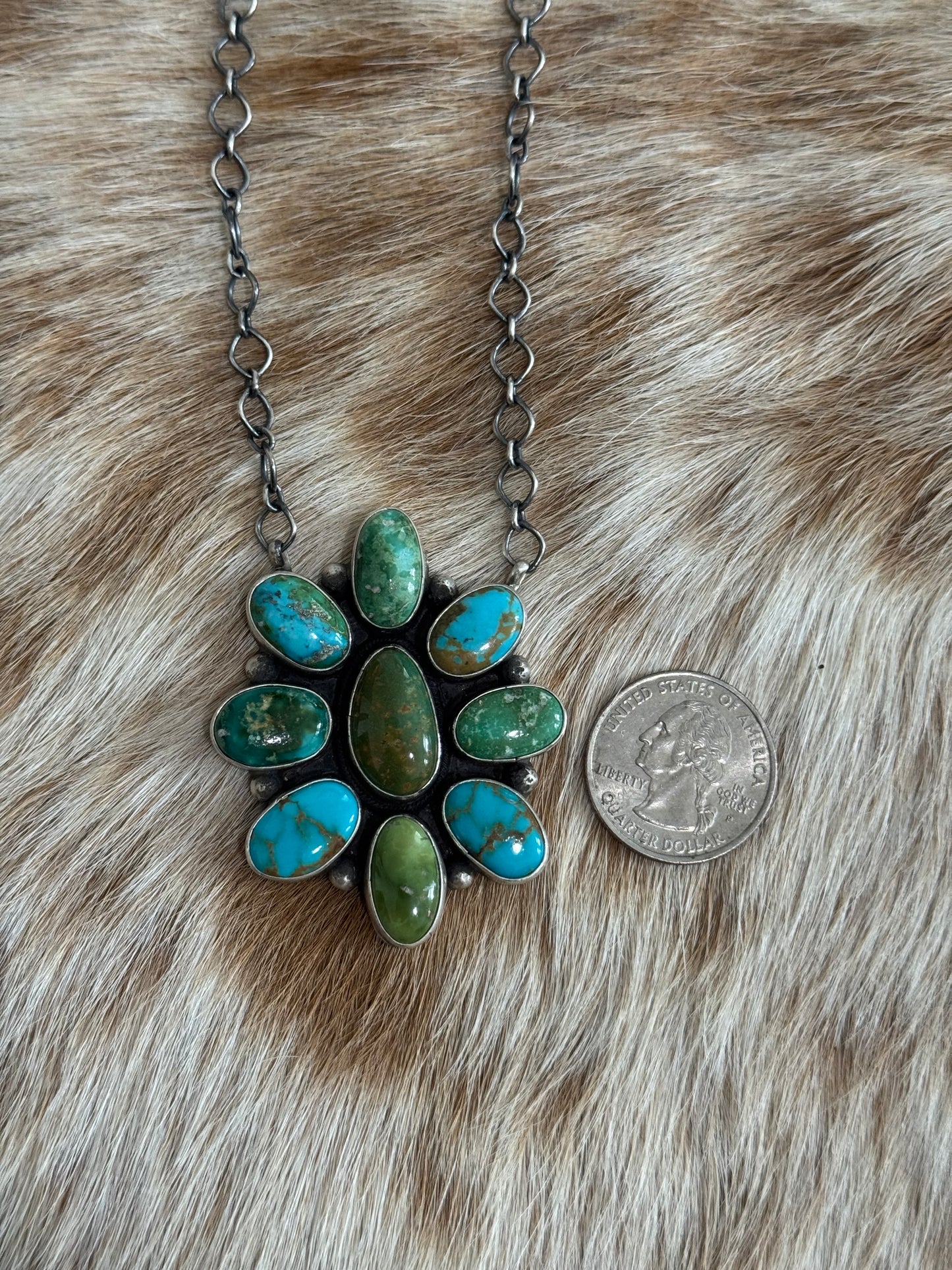 Mixed Turquoise Cluster Necklace