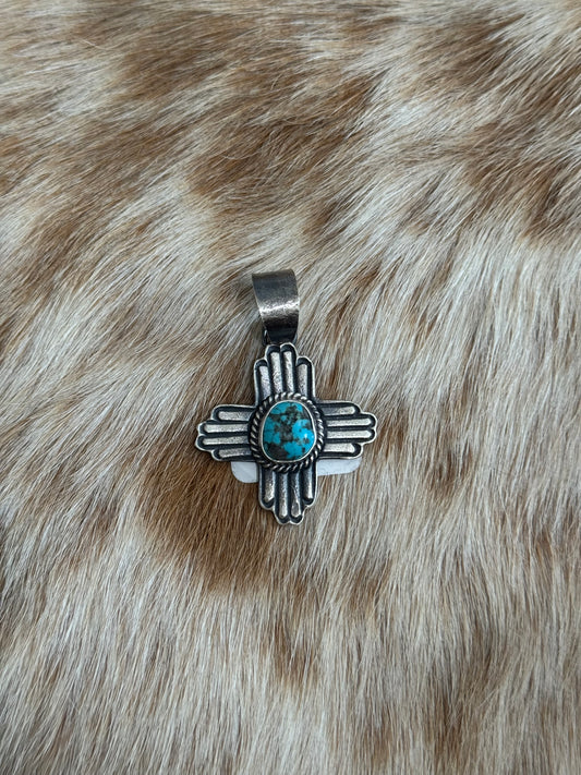 Kingman Turquoise Zia Pendant