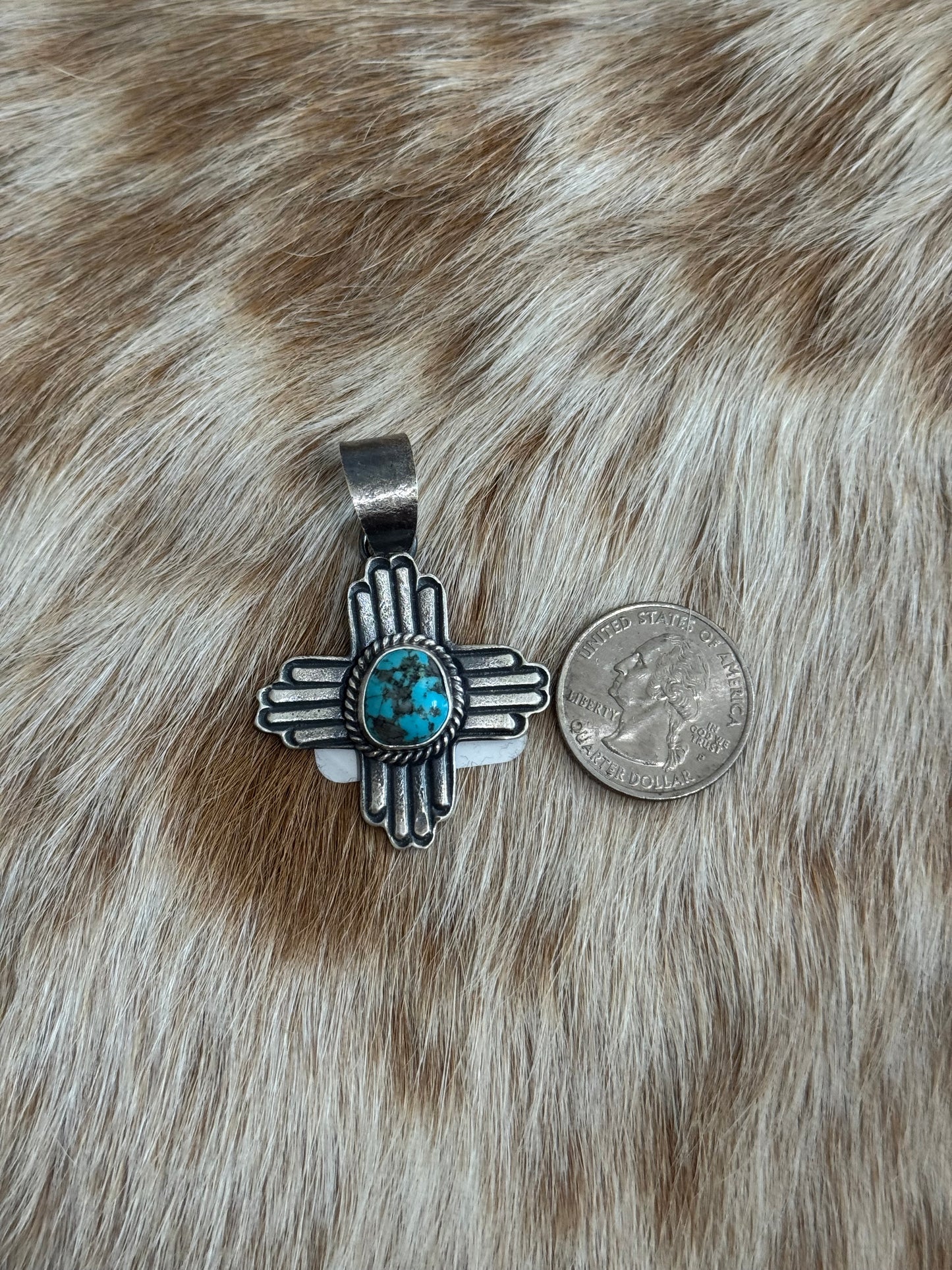 Kingman Turquoise Zia Pendant