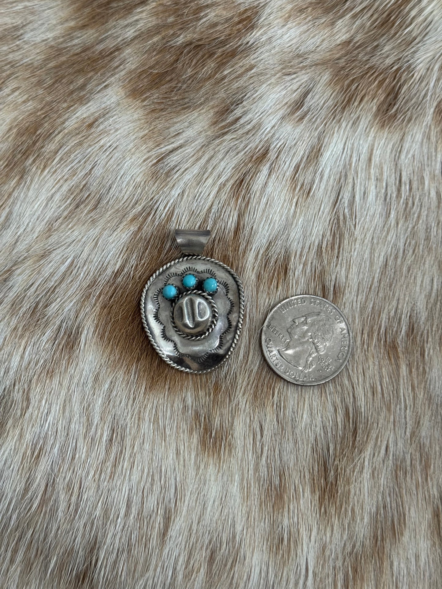 Kingman Turquoise Cowboy Hat Pendant