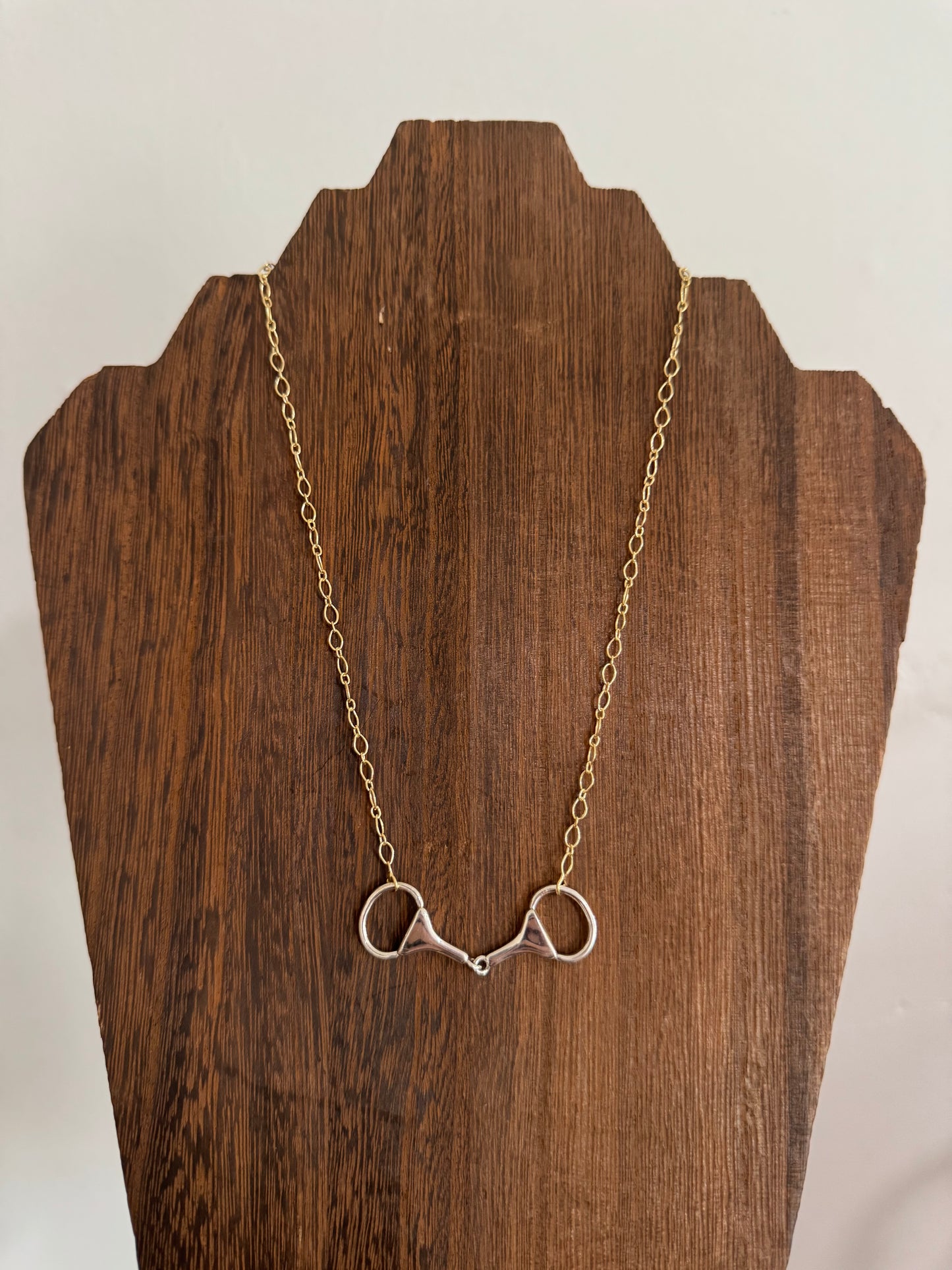 19.5" Sterling Silver and 14K Gold Plated Snaffle Bit Necklace