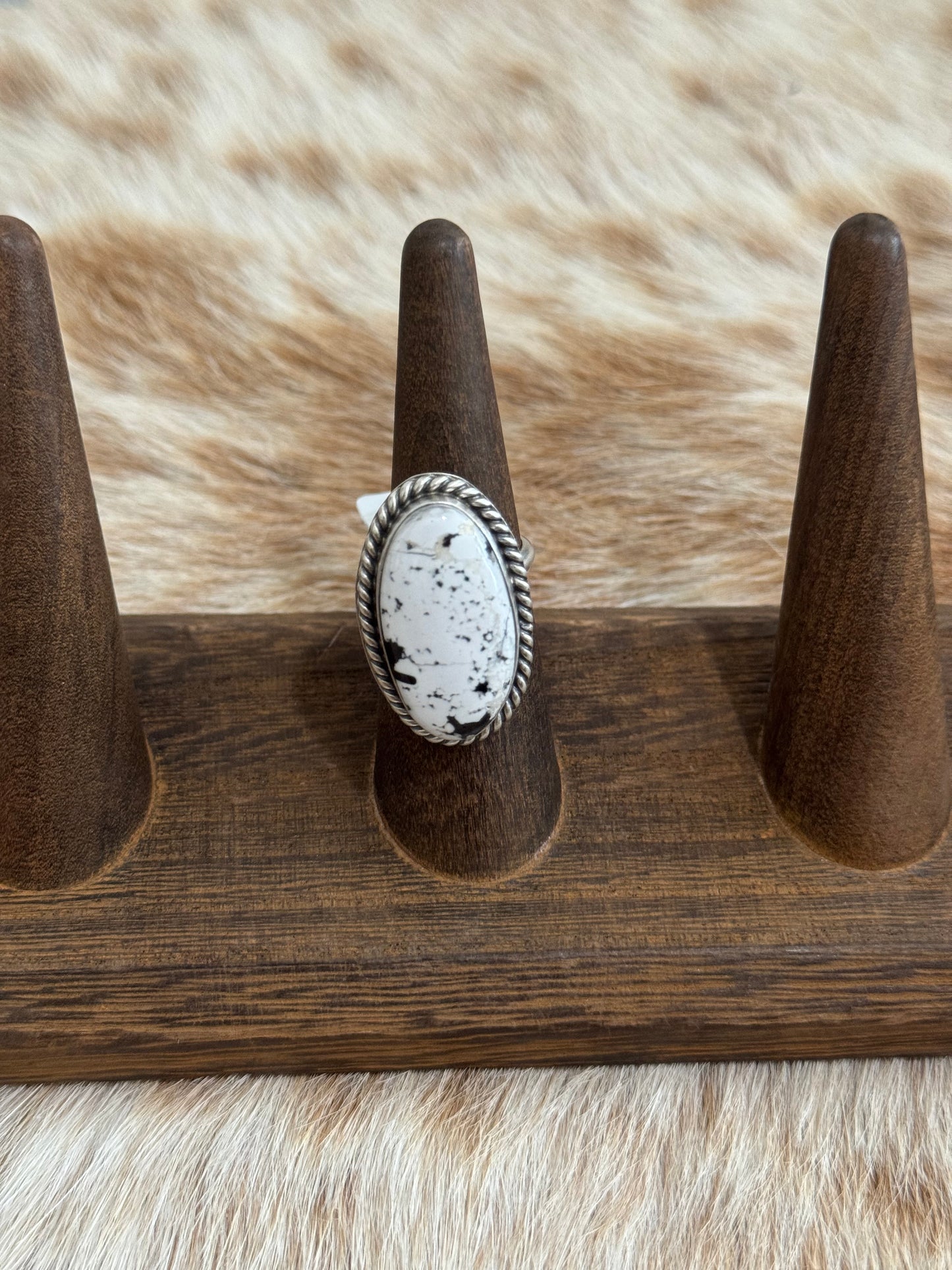 White Buffalo Adjustable Ring