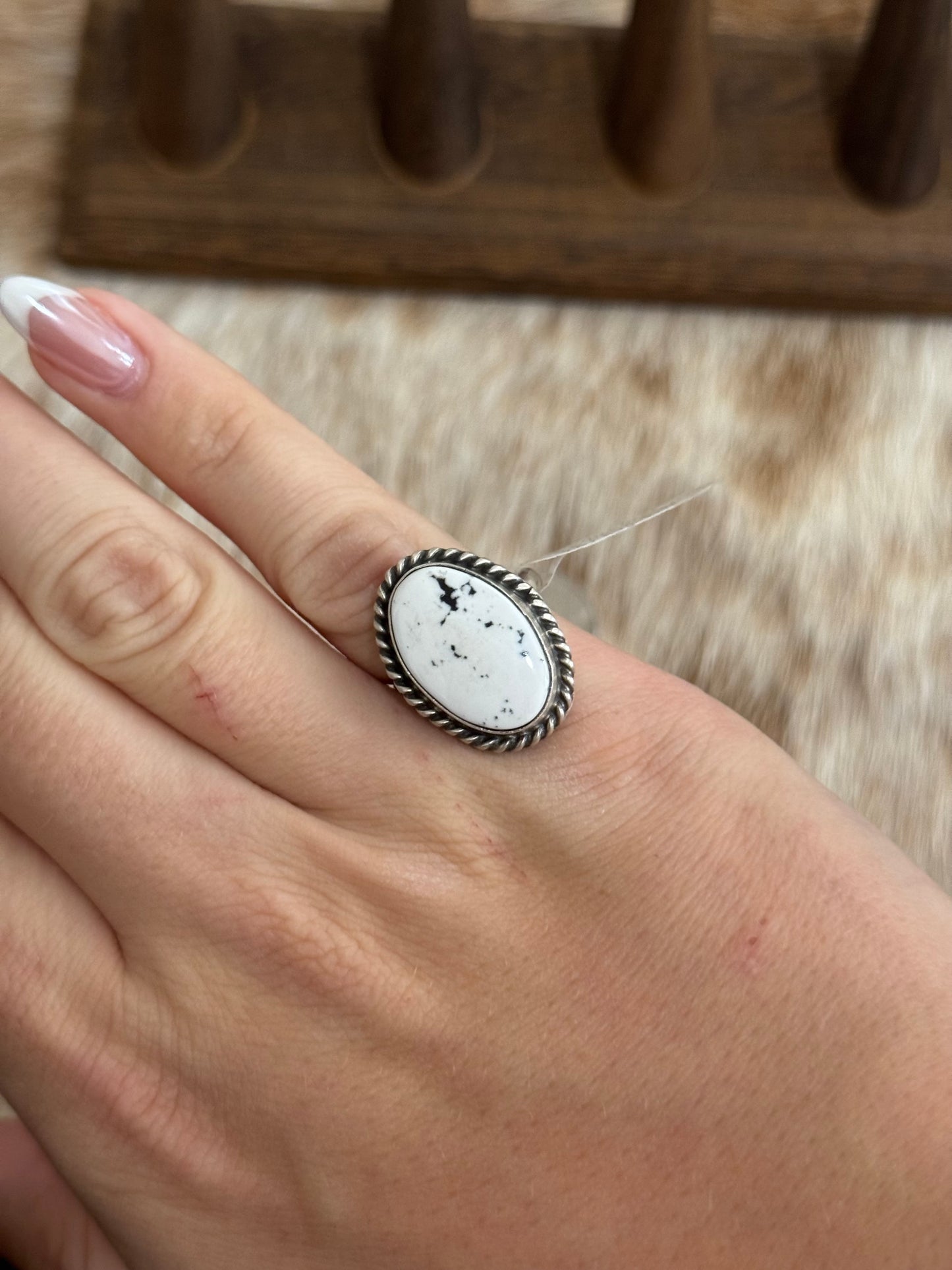White Buffalo Adjustable Ring