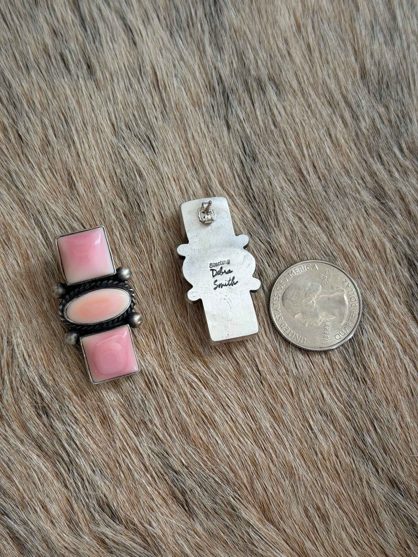 Pink Conch Cluster Stud Earrings