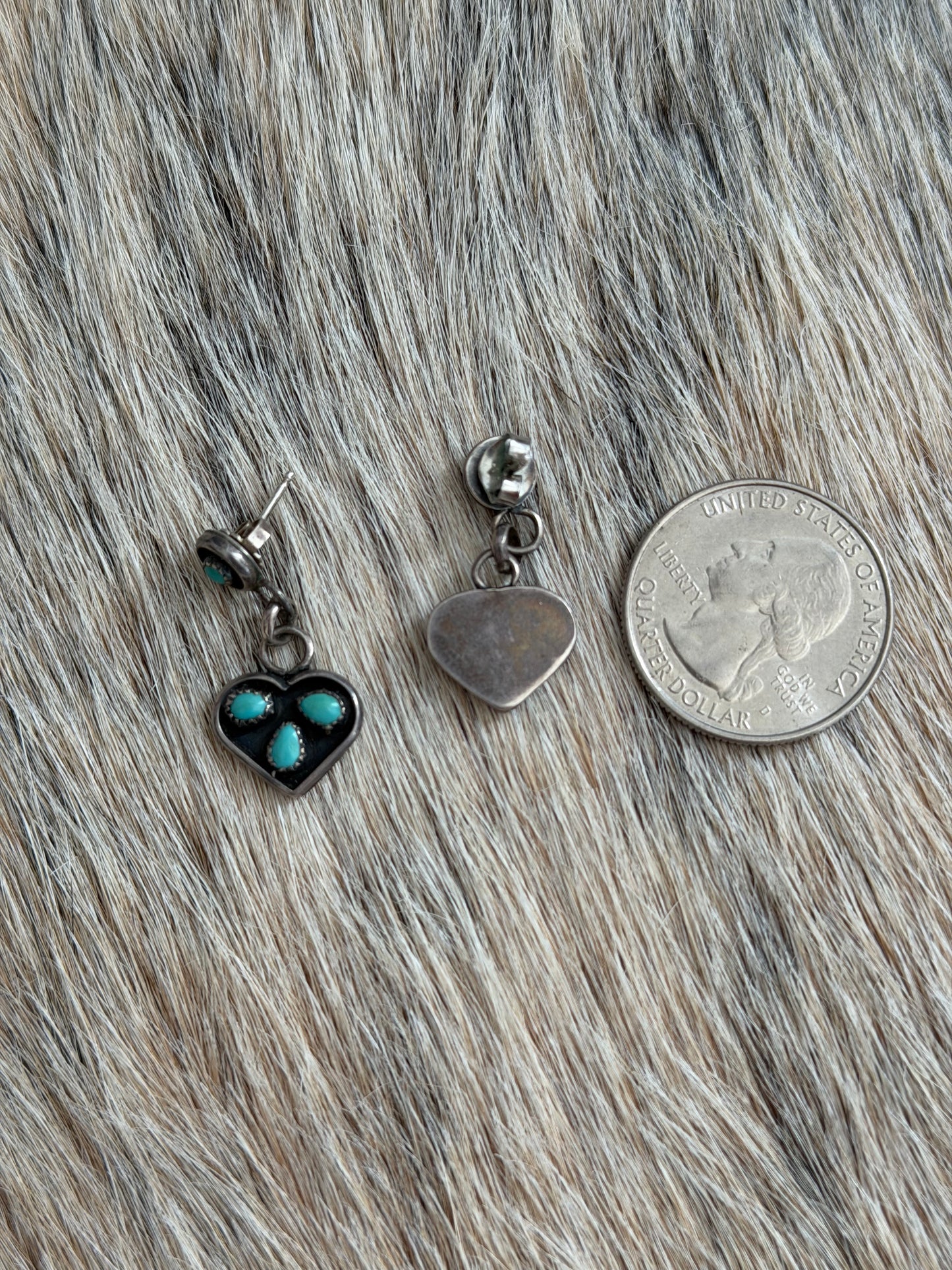 Pre-Loved Turquoise Heart Dangle Stud Earrings