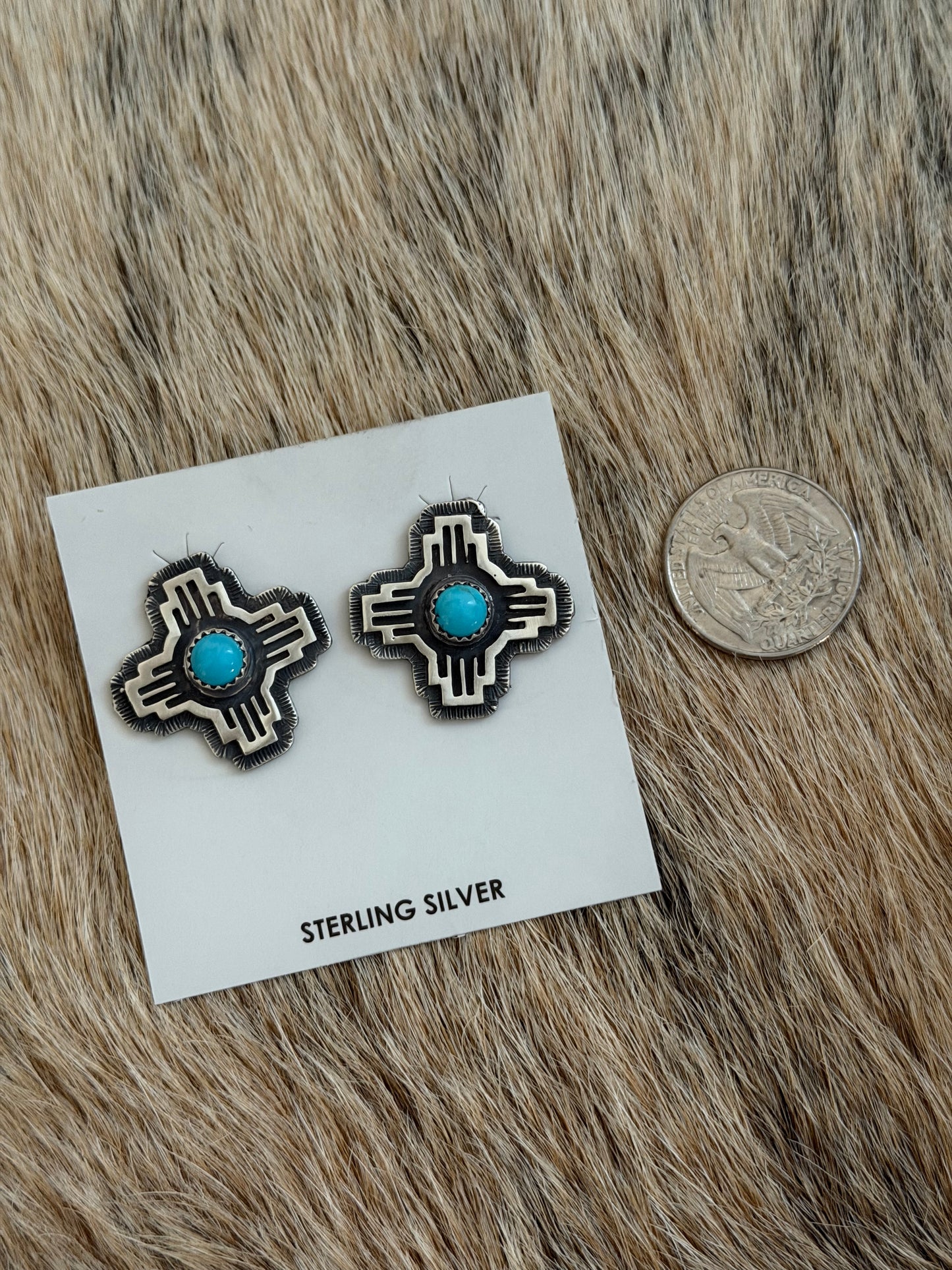 Kingman Turquoise Zia Earrings