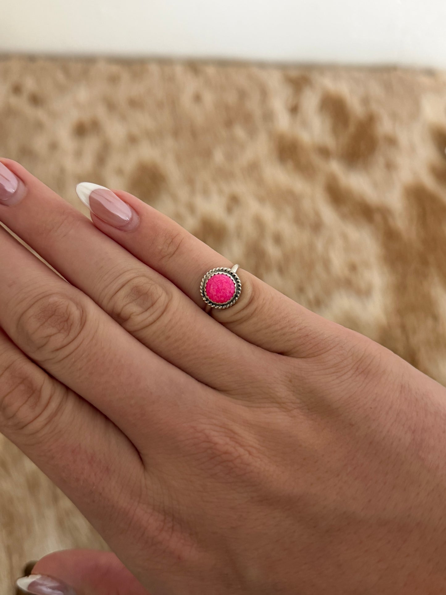 Dainty Pink Opal Ring