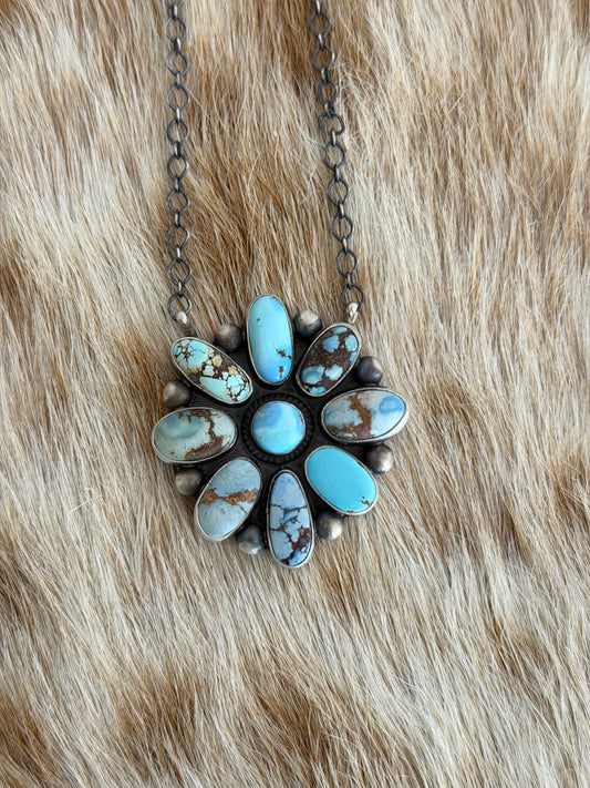 Golden Hills Turquoise Cluster Necklace