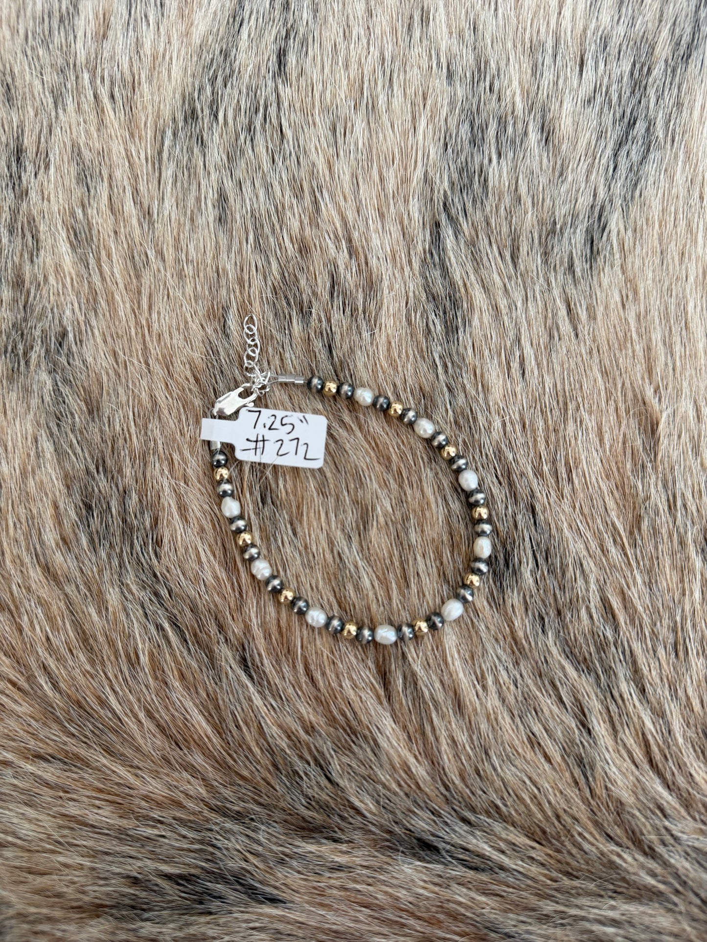 7.25" Freshwater Pearl and 4mm Gold Filled Bead Bracelet