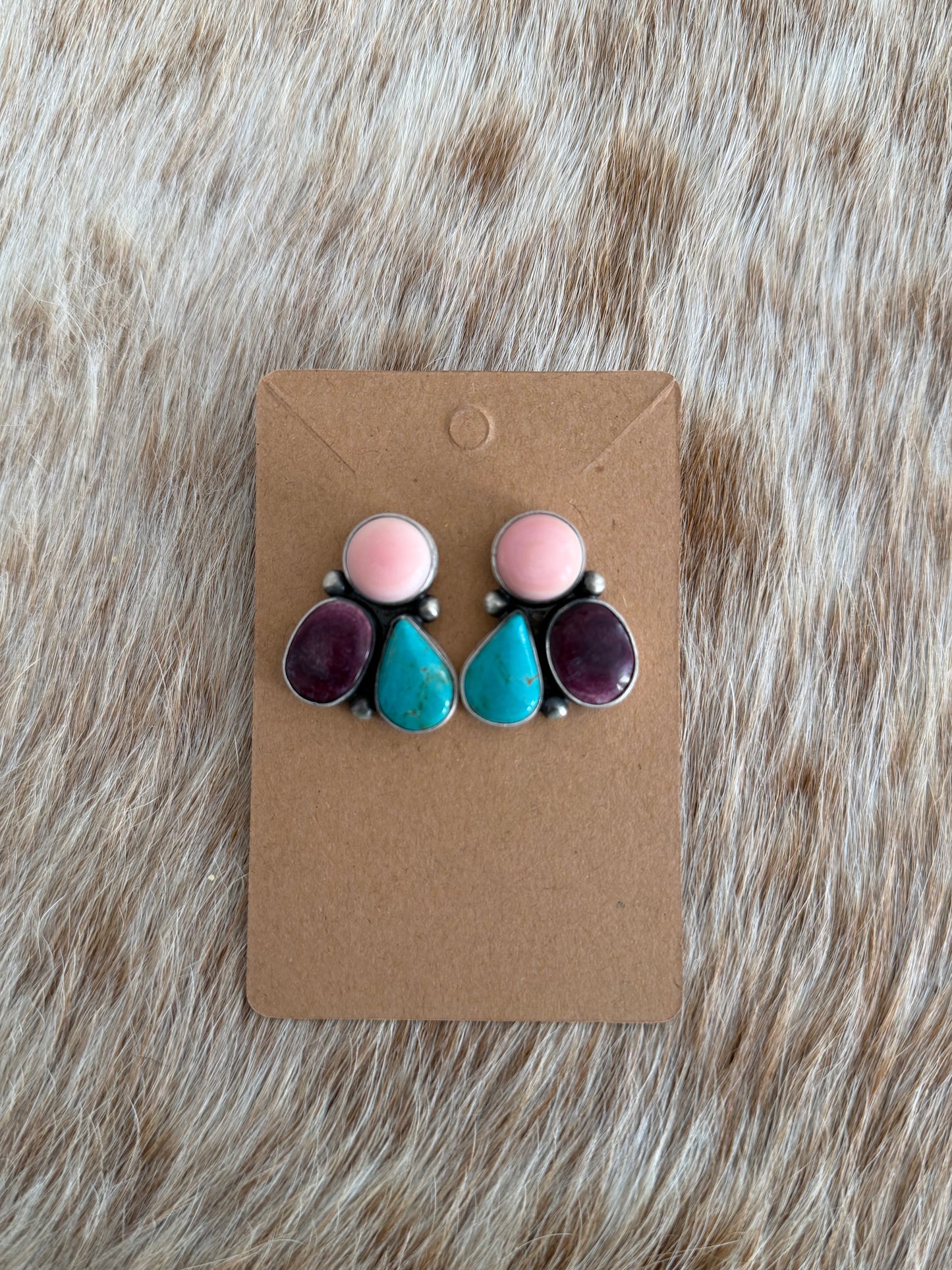 Multi Stone Cluster Earrings