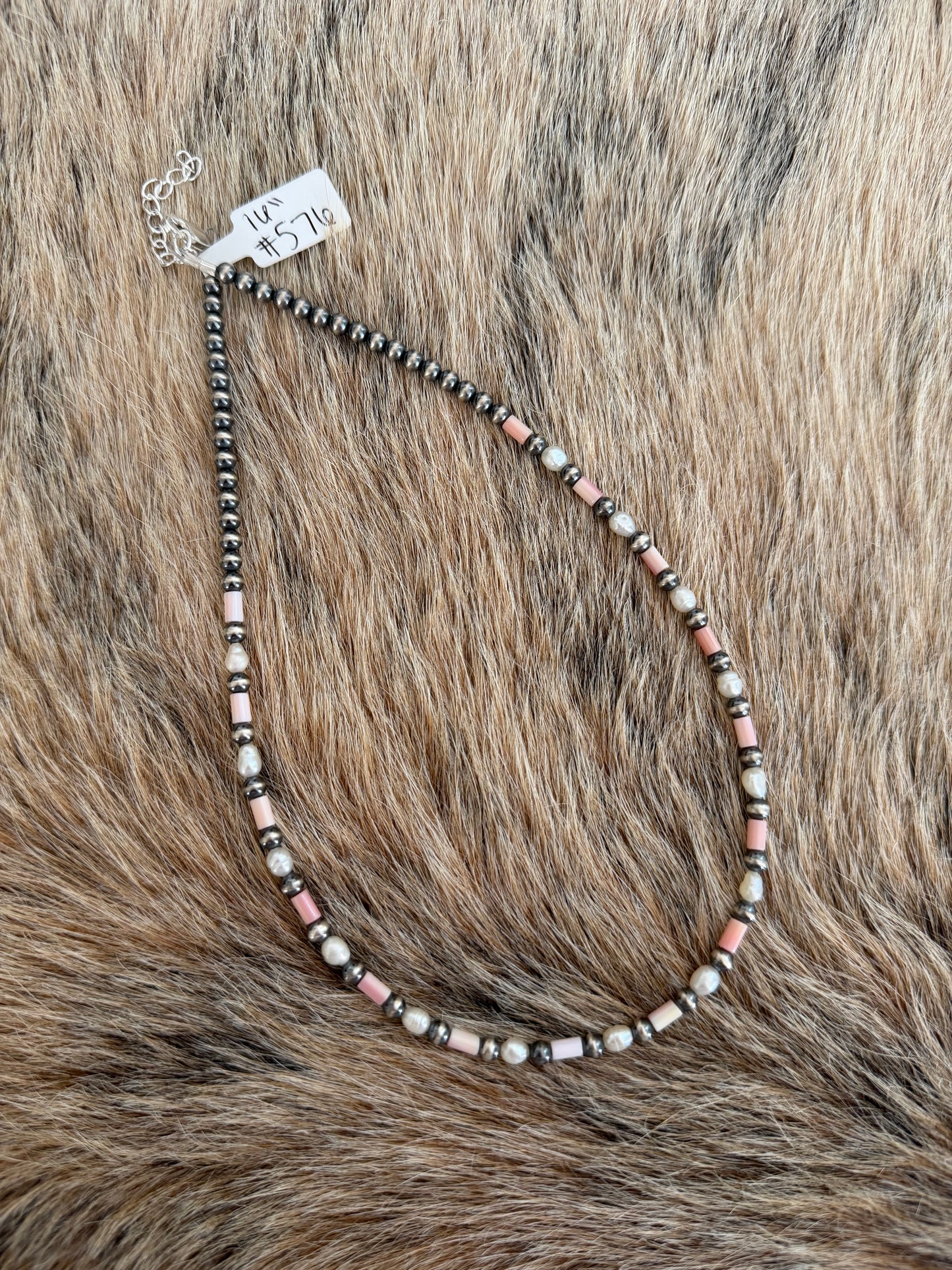 16" Pink Conch and Freshwater Pearl Necklace