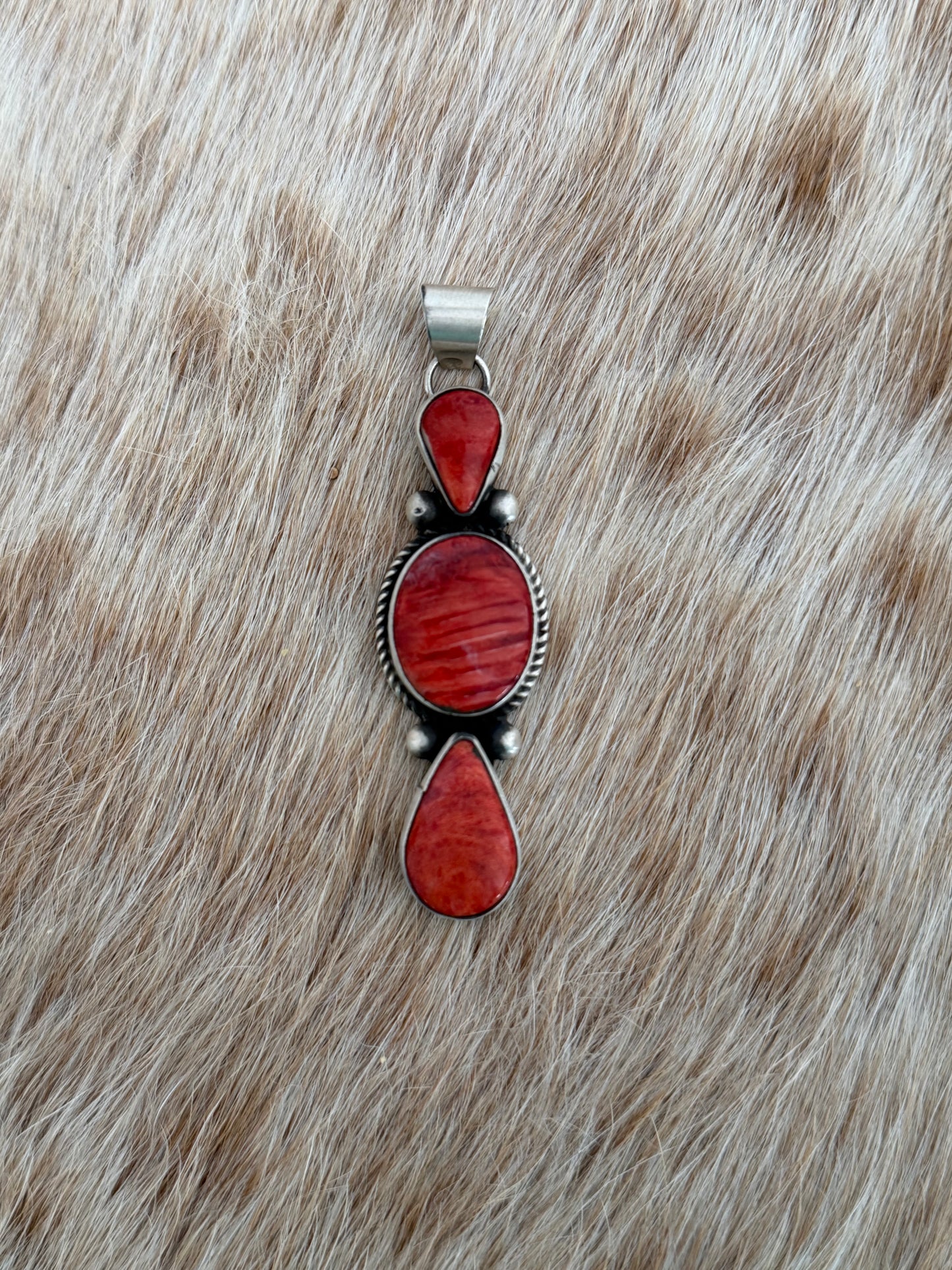 Red Spiny Cluster Drop Pendant