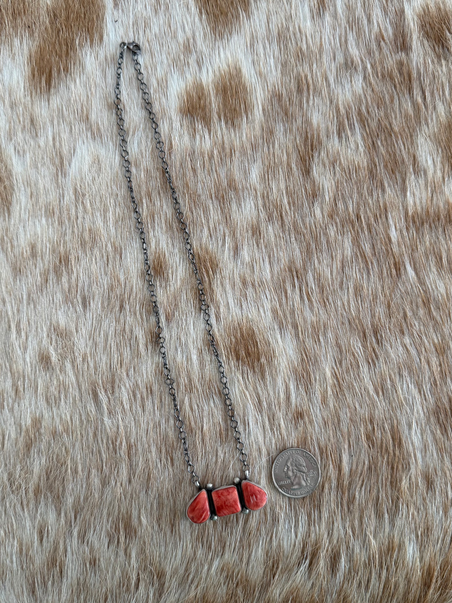 Red Spiny Cluster Bar Necklace
