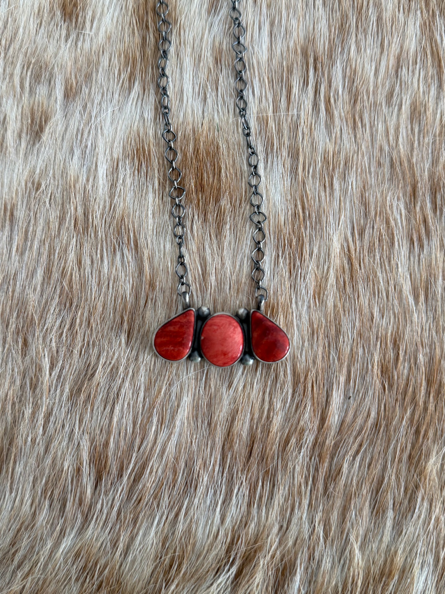Red Spiny Cluster Bar Necklace