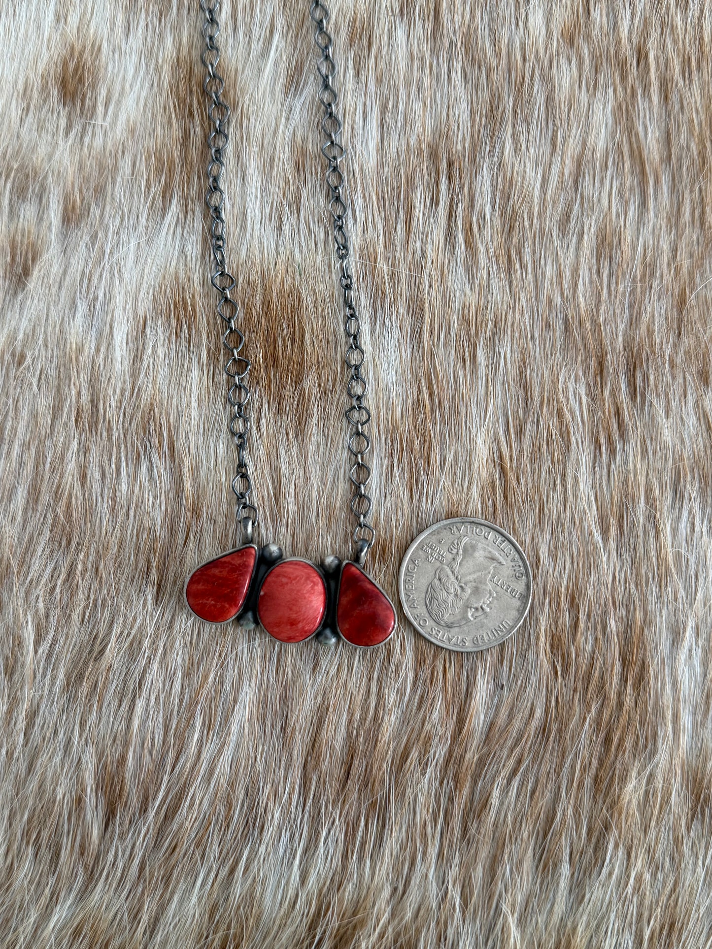 Red Spiny Cluster Bar Necklace