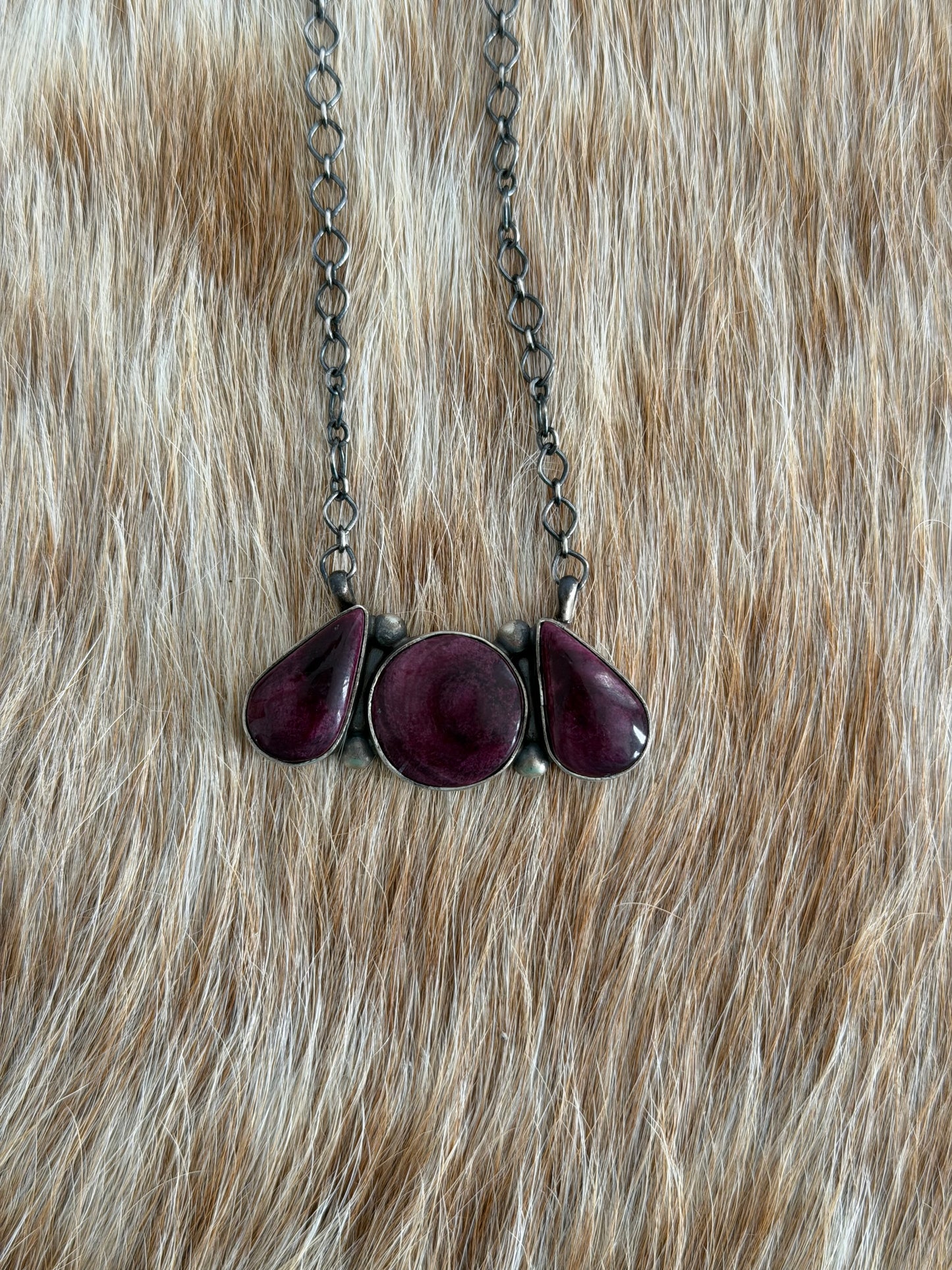 Purple Spiny Cluster Bar Necklace