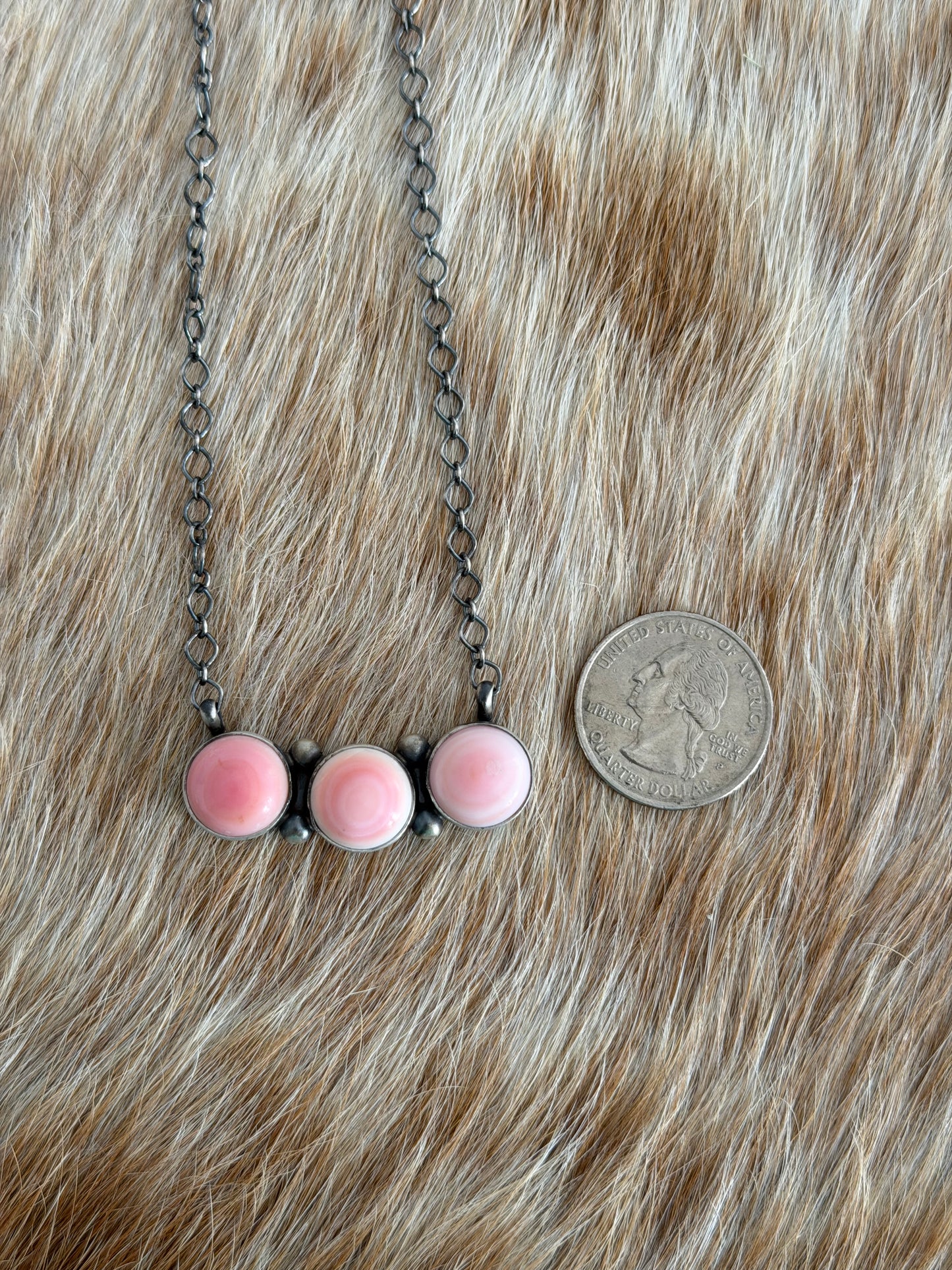 Pink Conch Cluster Bar Necklace
