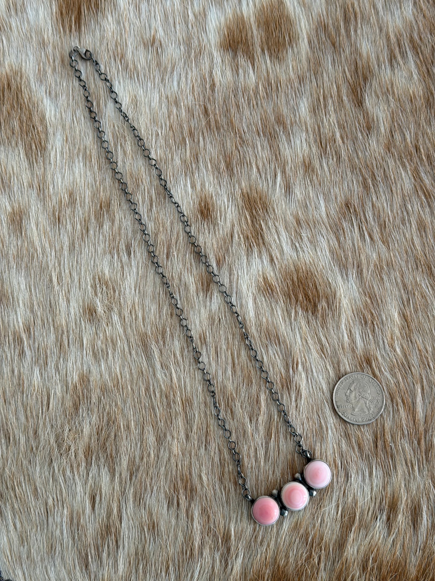 Pink Conch Cluster Bar Necklace