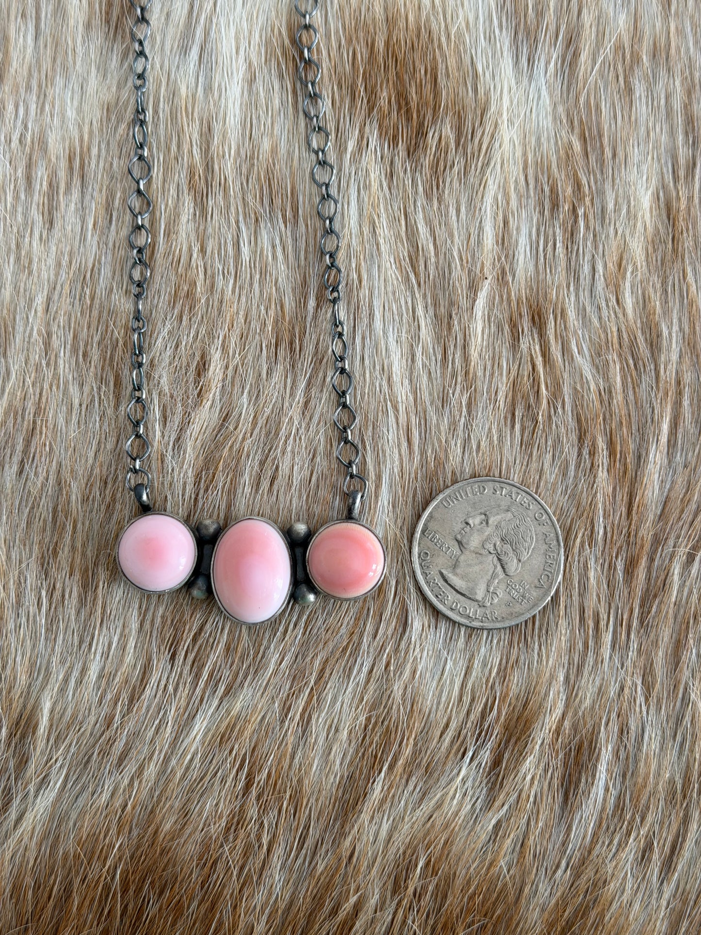 Pink Conch Cluster Bar Necklace