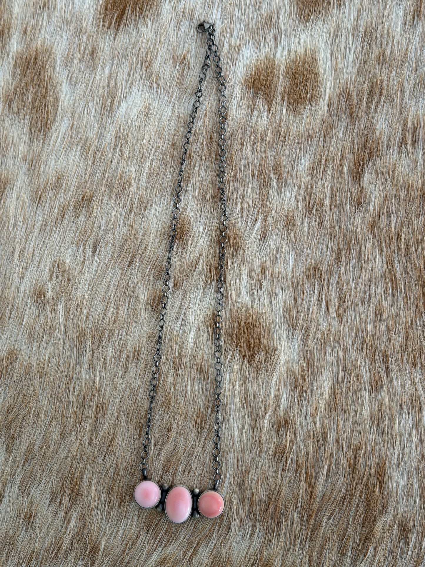 Pink Conch Cluster Bar Necklace