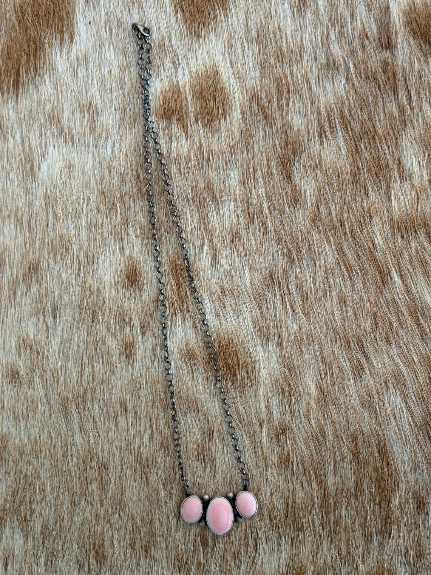 Pink Conch Cluster Bar Necklace