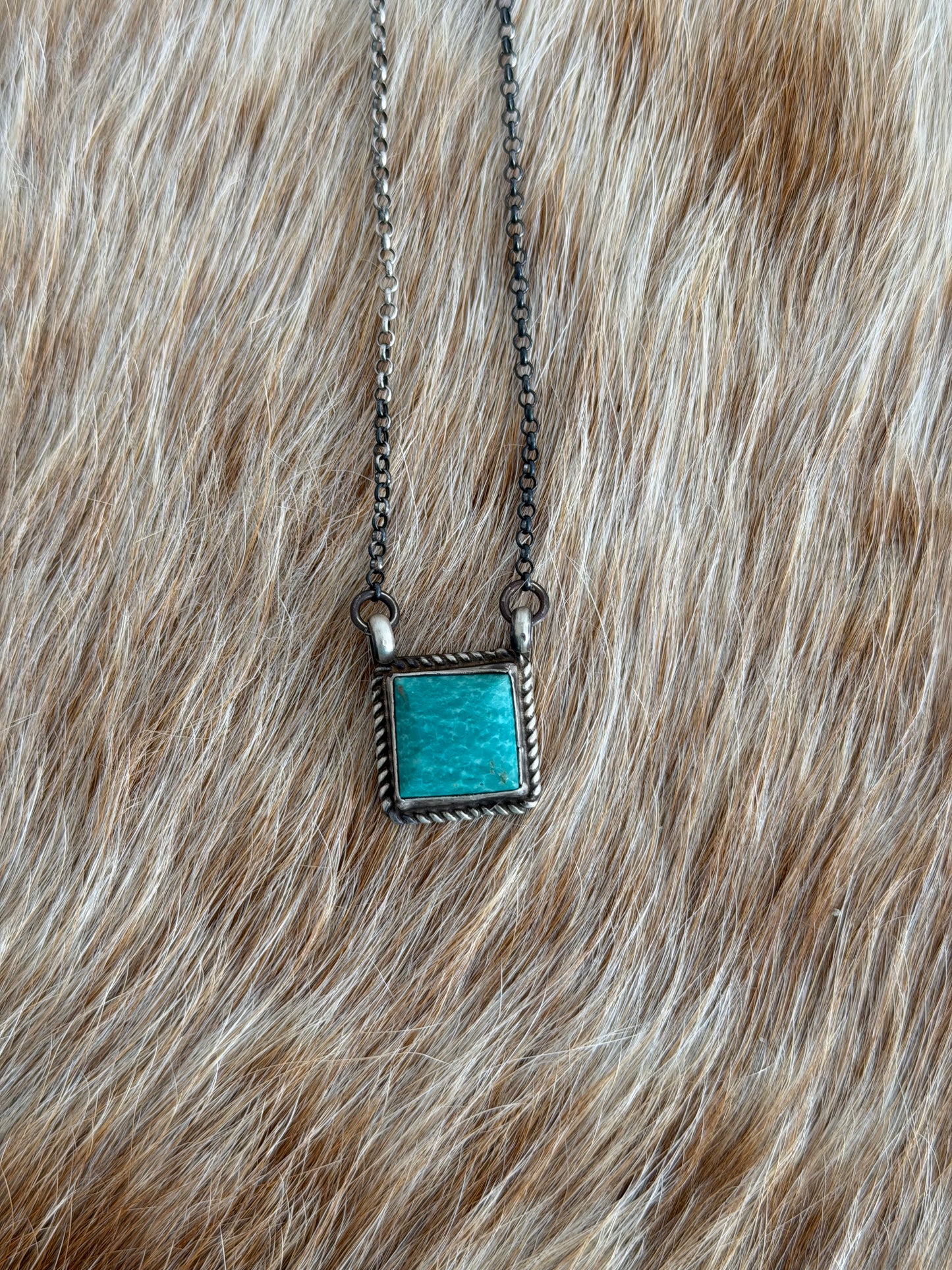 Kingman Turquoise Square Necklace