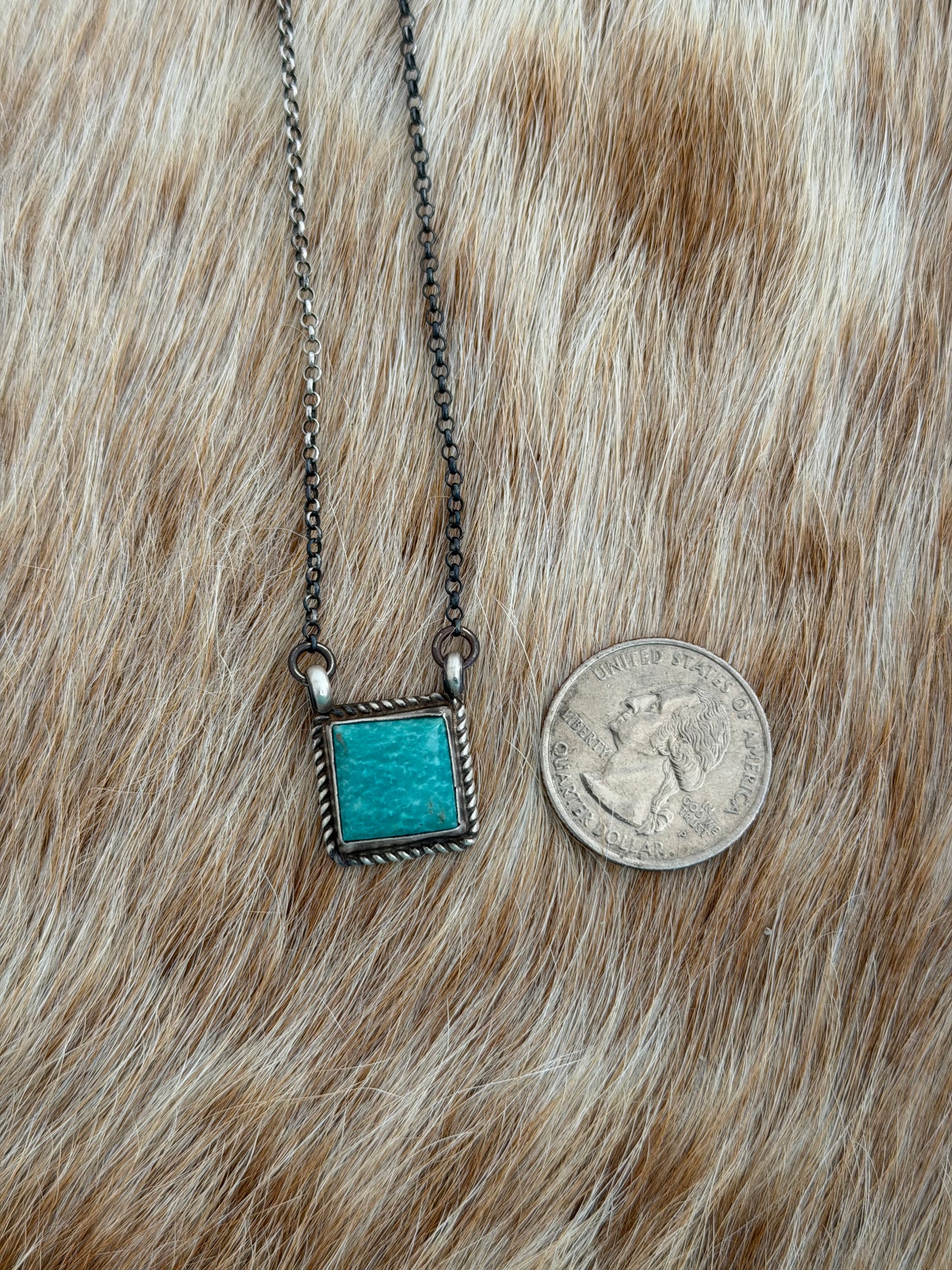 Kingman Turquoise Square Necklace