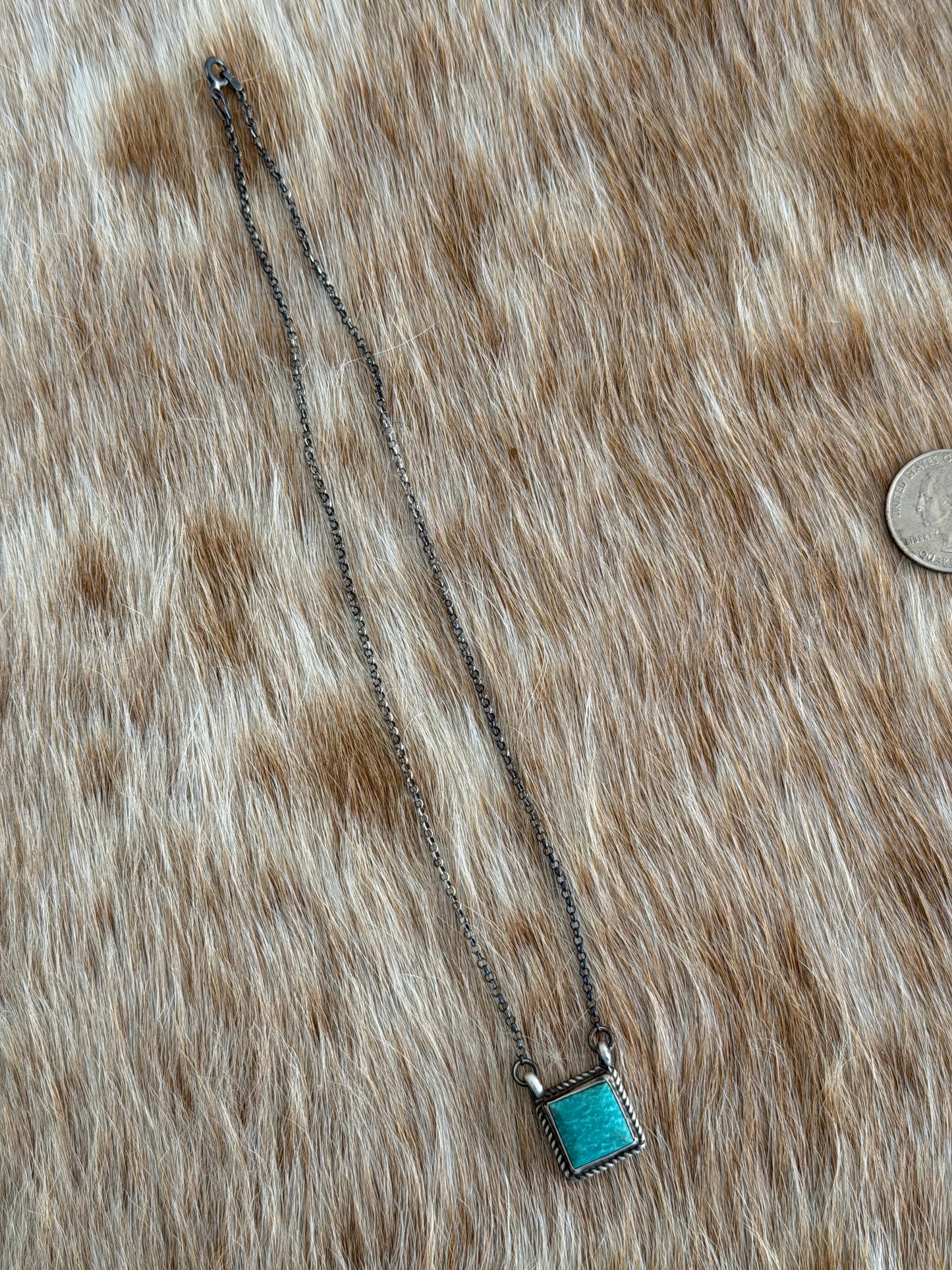 Kingman Turquoise Square Necklace