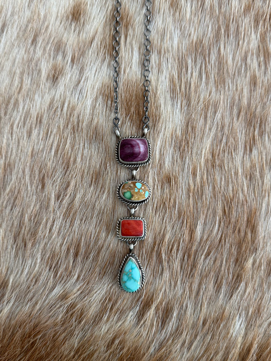 Multi Stone Drop Necklace