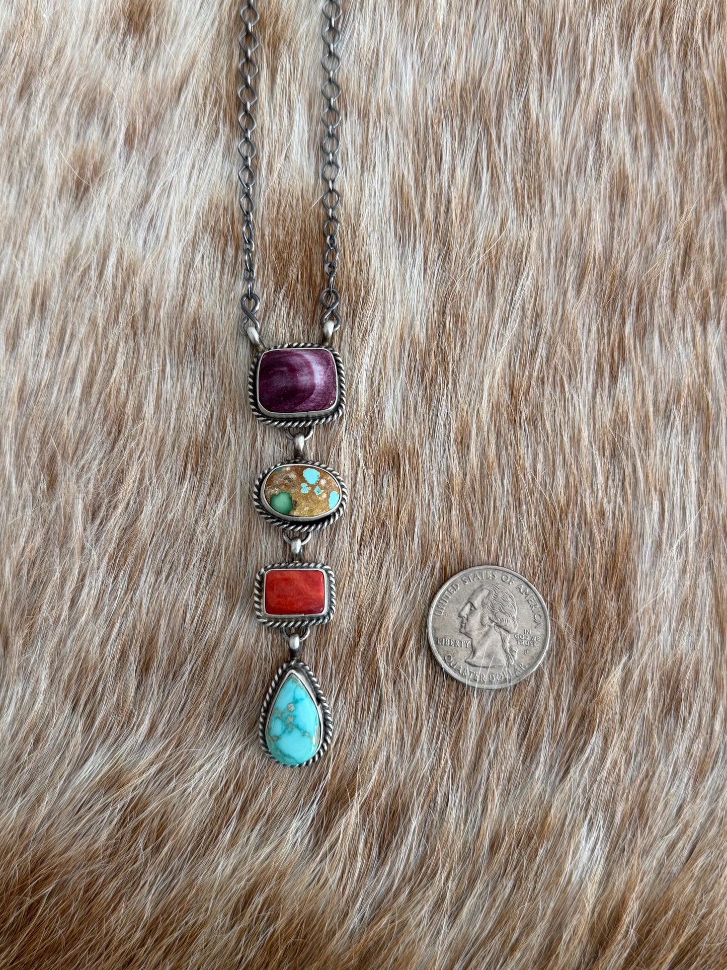 Multi Stone Drop Necklace