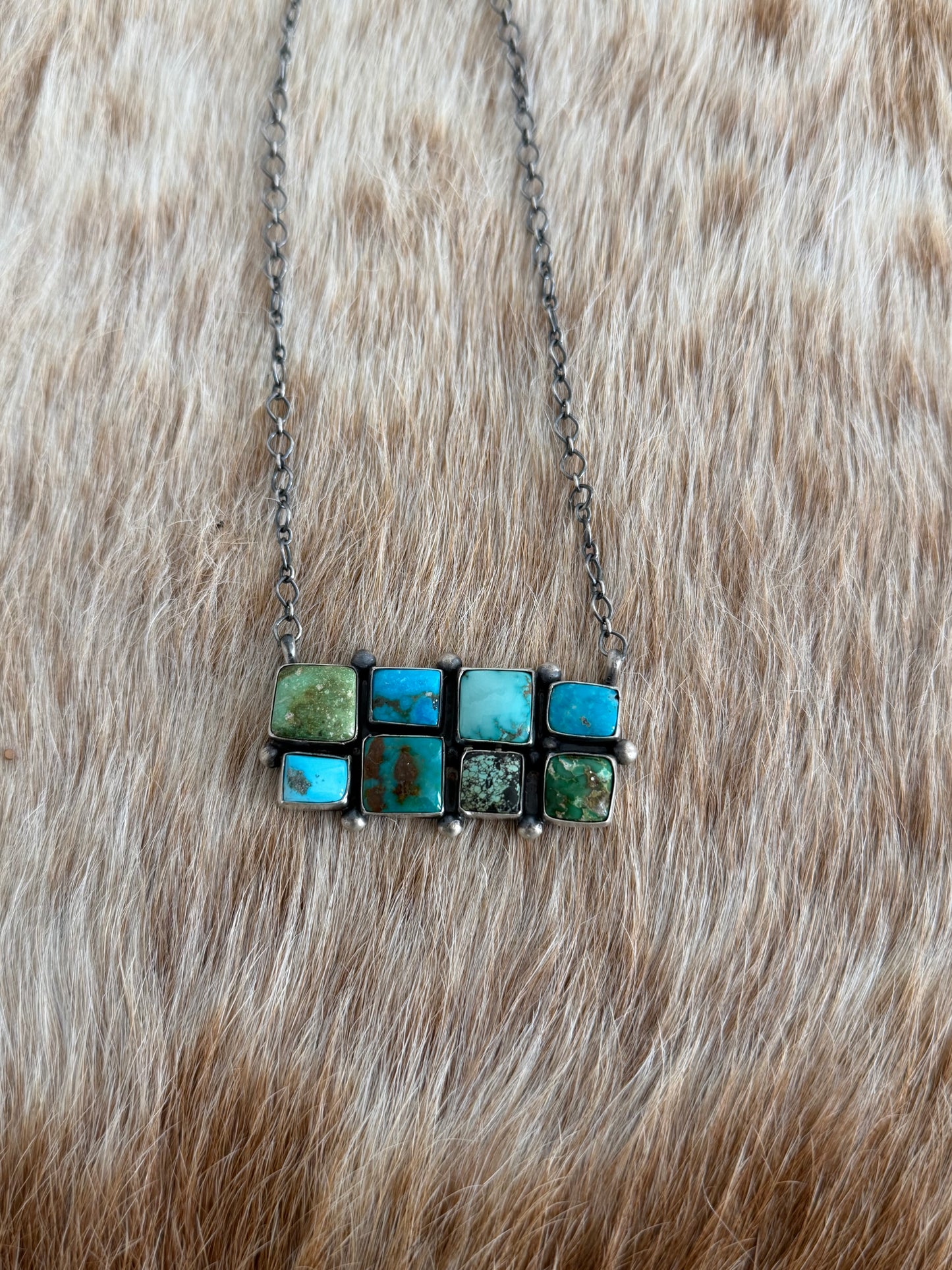 Mixed Turquoise Cluster Necklace