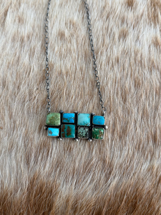Mixed Turquoise Cluster Necklace
