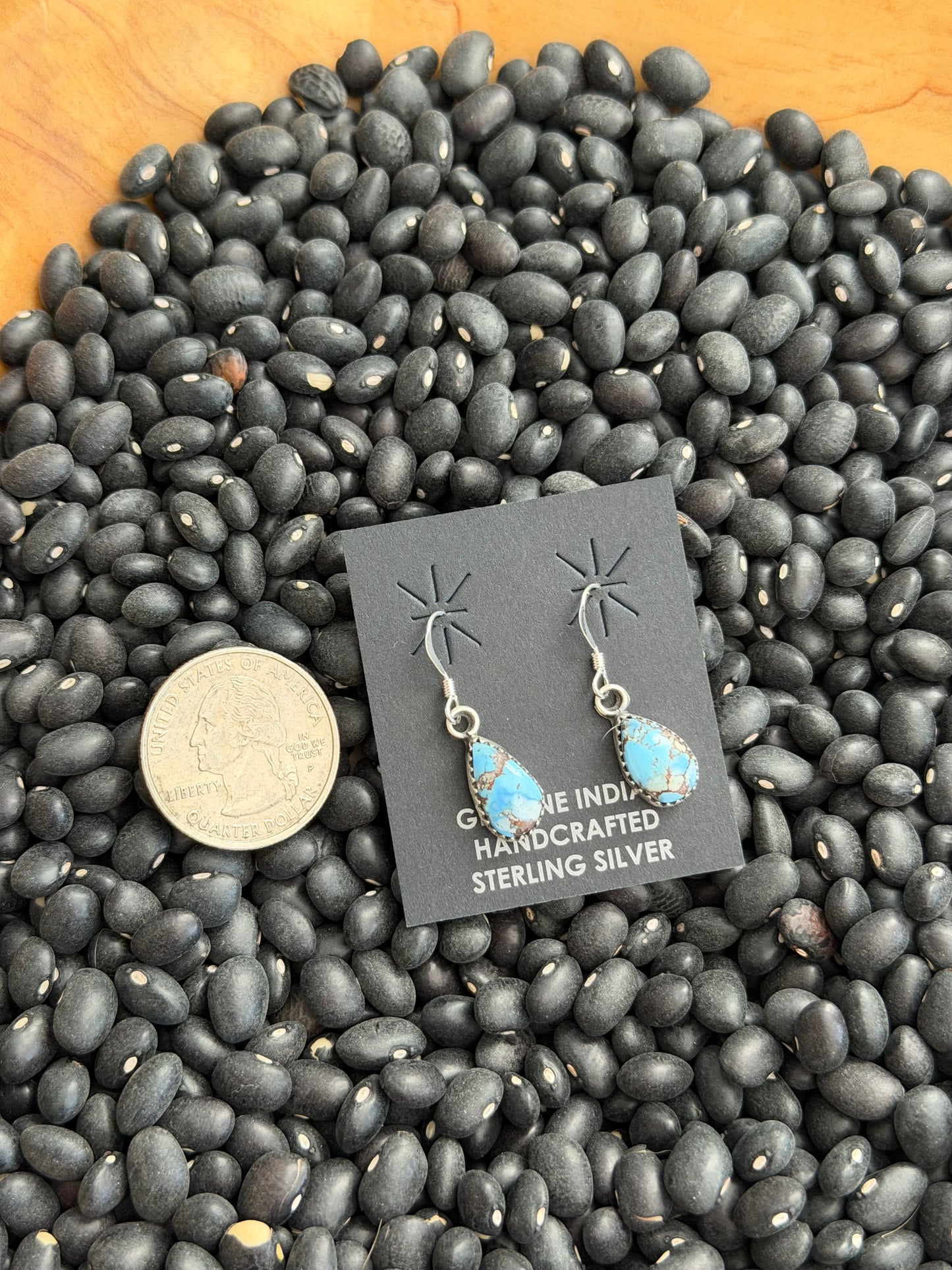 Golden Hills Turquoise Teardrop Dangle Earrings
