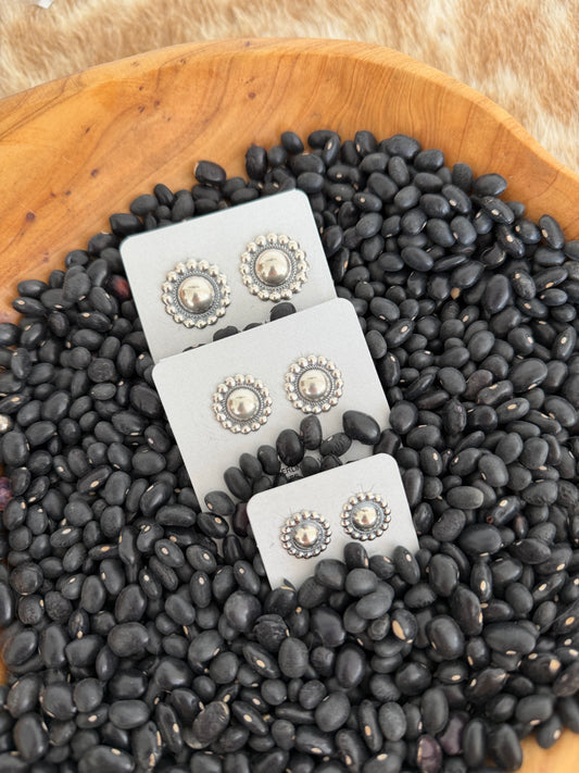 Sterling Silver Concho Earrings